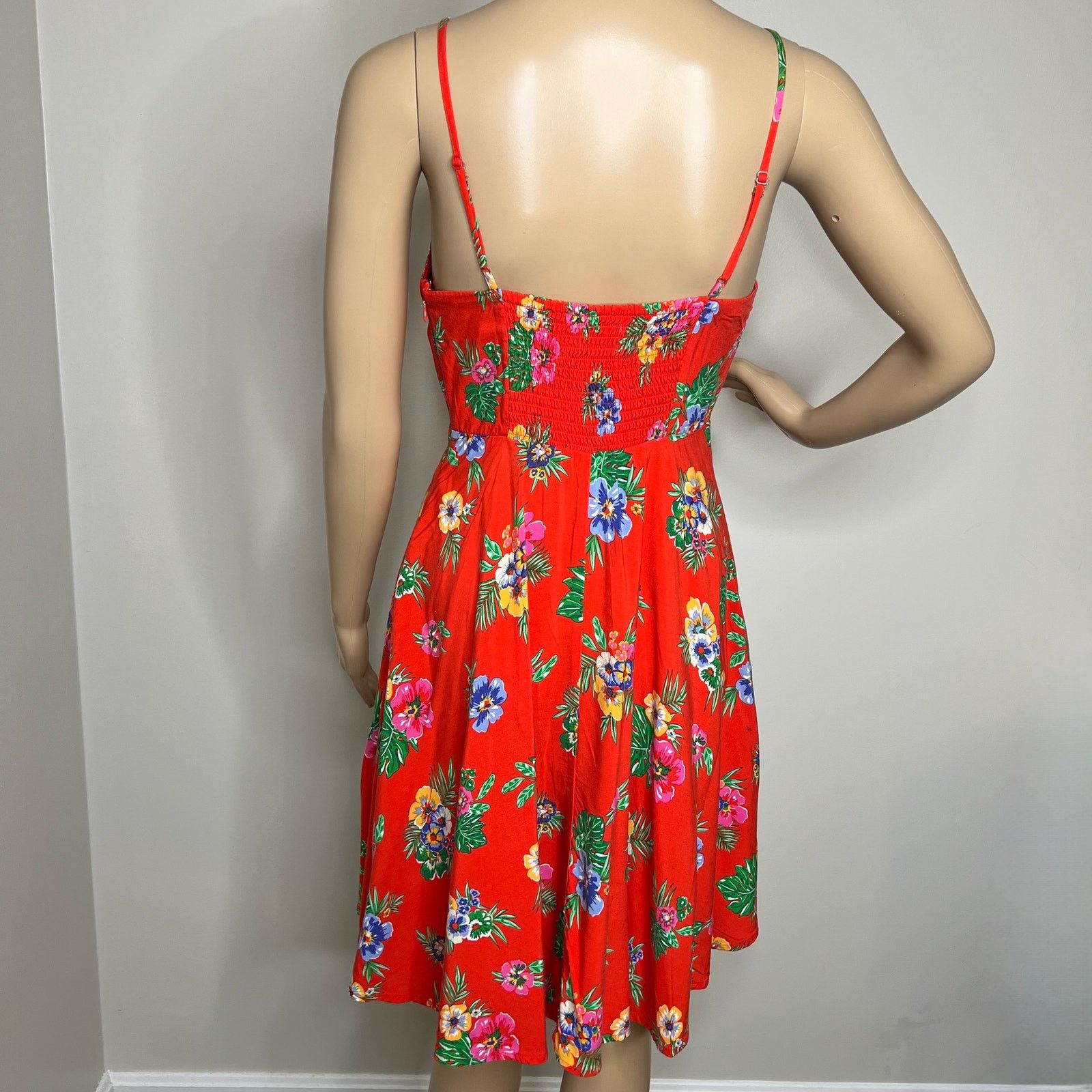 Old Navy Old Navy Orange Floral Sun Dress Size S / US 4 / IT 40 - 3 Thumbnail