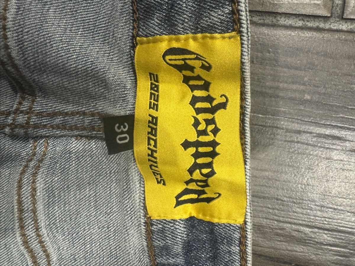 Godspeed Godspeed Patchwork Brand Boom Denim Shorts Blue Size US 34 / EU 50 - 3 Thumbnail