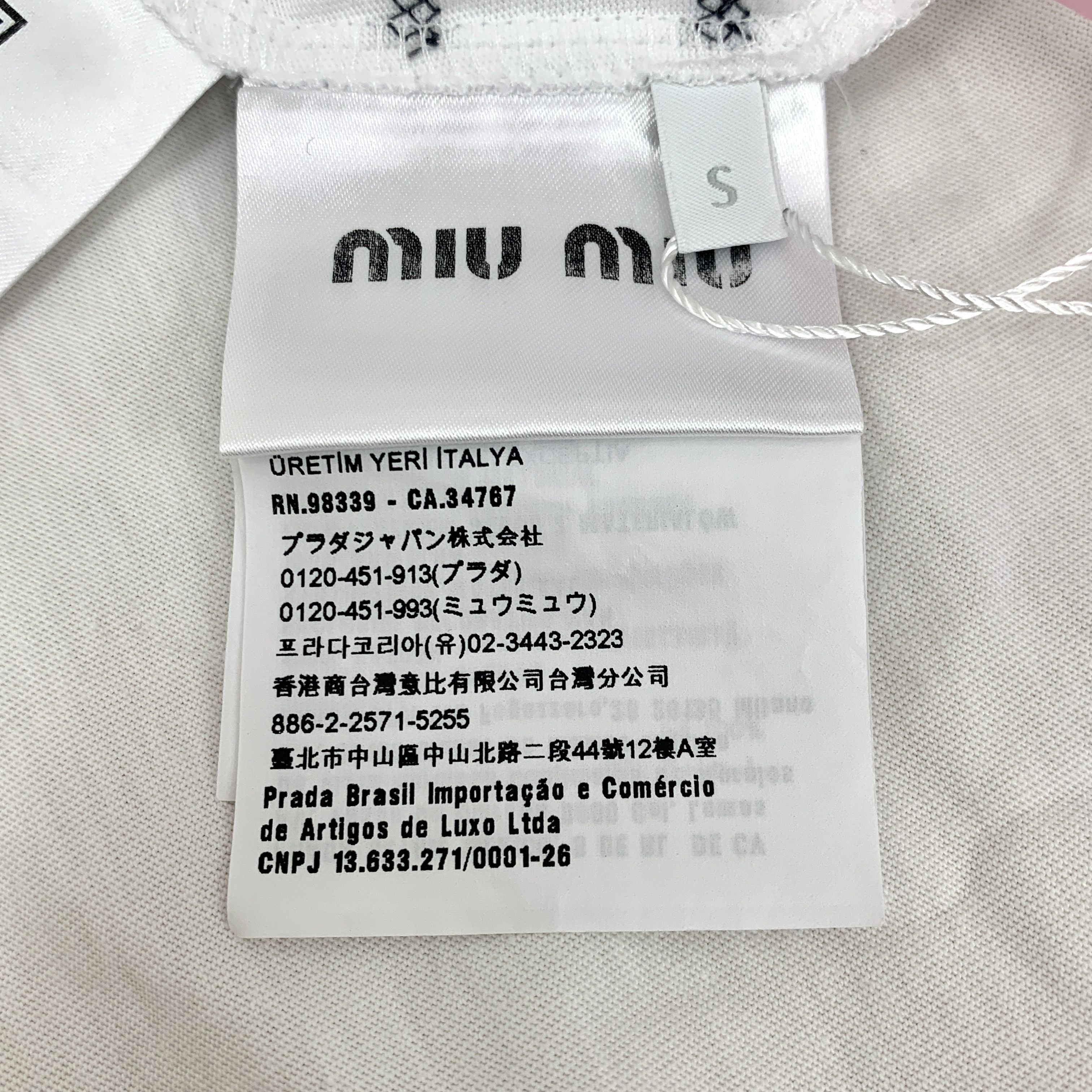 Miu Miu Miu Miu Sequin Stripe Tee White (Size S) Size S / US 4 / IT 40 - 6 Thumbnail