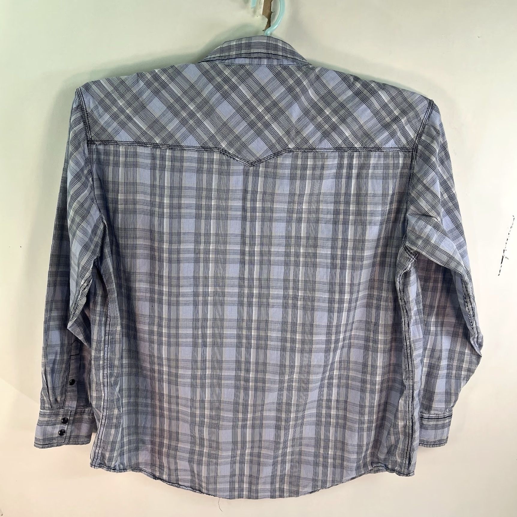 Vintage Cowboy Up Shirt Western Plaid Pearl-Snap Classic Fit Mens 2XL Blue Size US XXL / EU 58 / 5 - 6 Thumbnail