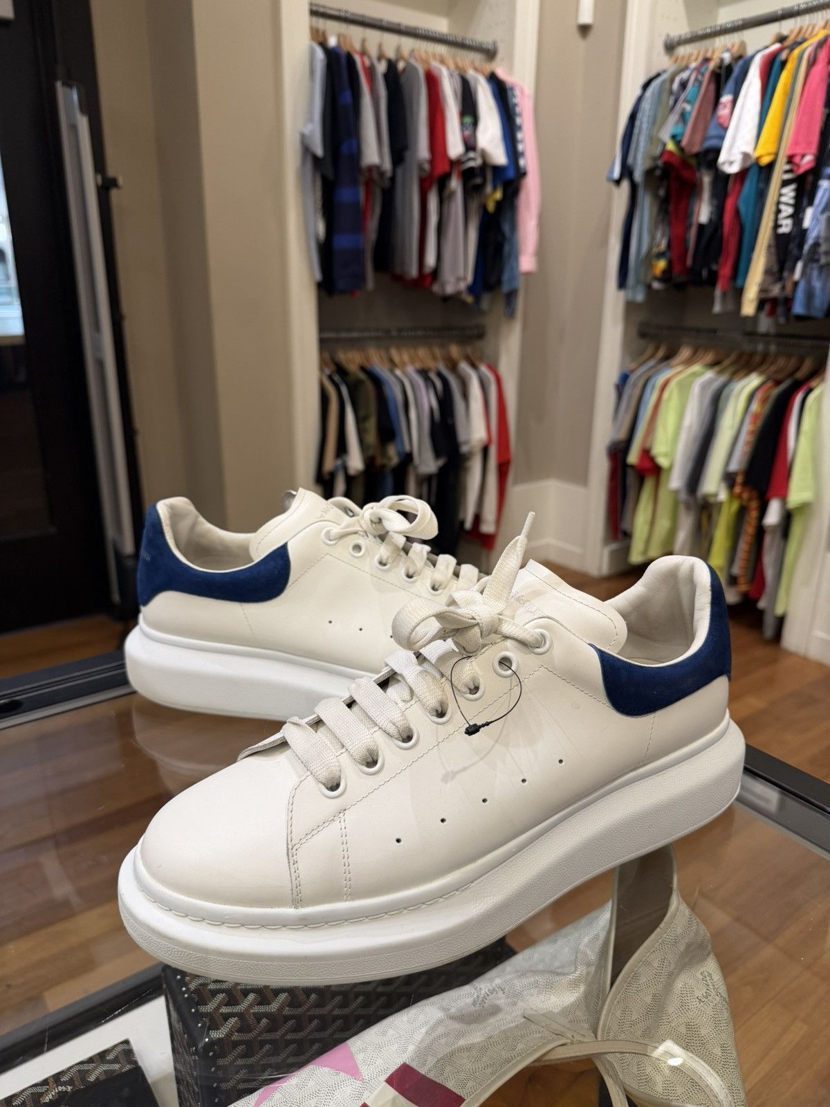 Alexander McQueen Alexander McQueen Oversized Sneaker - Blue Suede Heel Size US 14 / EU 47 - 1 Thumbnail