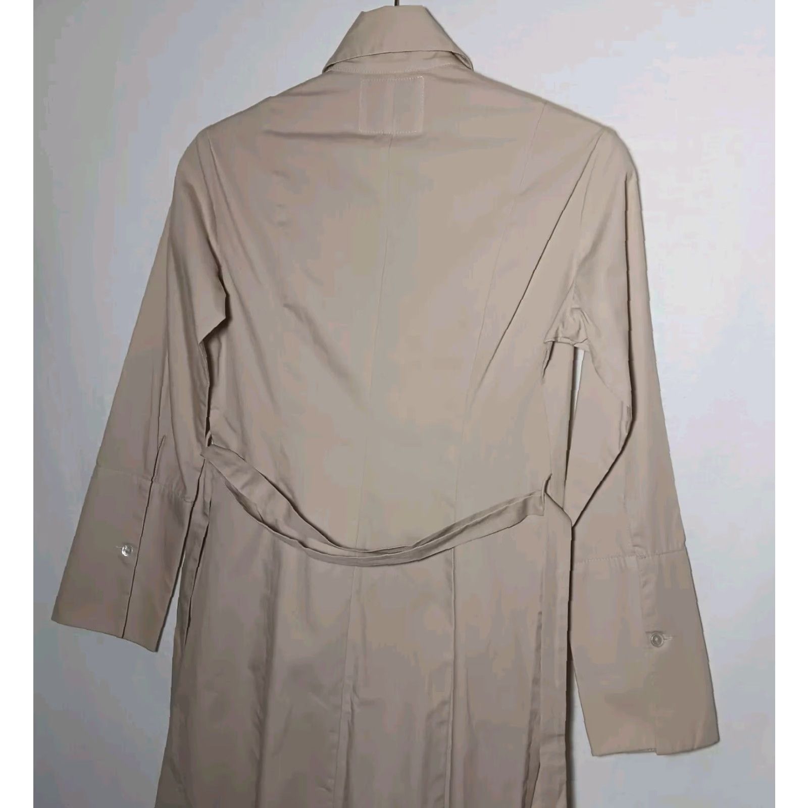 Bell Fine Garments by Bell Shirt Dress Casual Beige 0 Long Sleeve Button Belt Academic Minimalist Womens Dress Size XS / US 0-2 / IT 36-38 - 6 Thumbnail