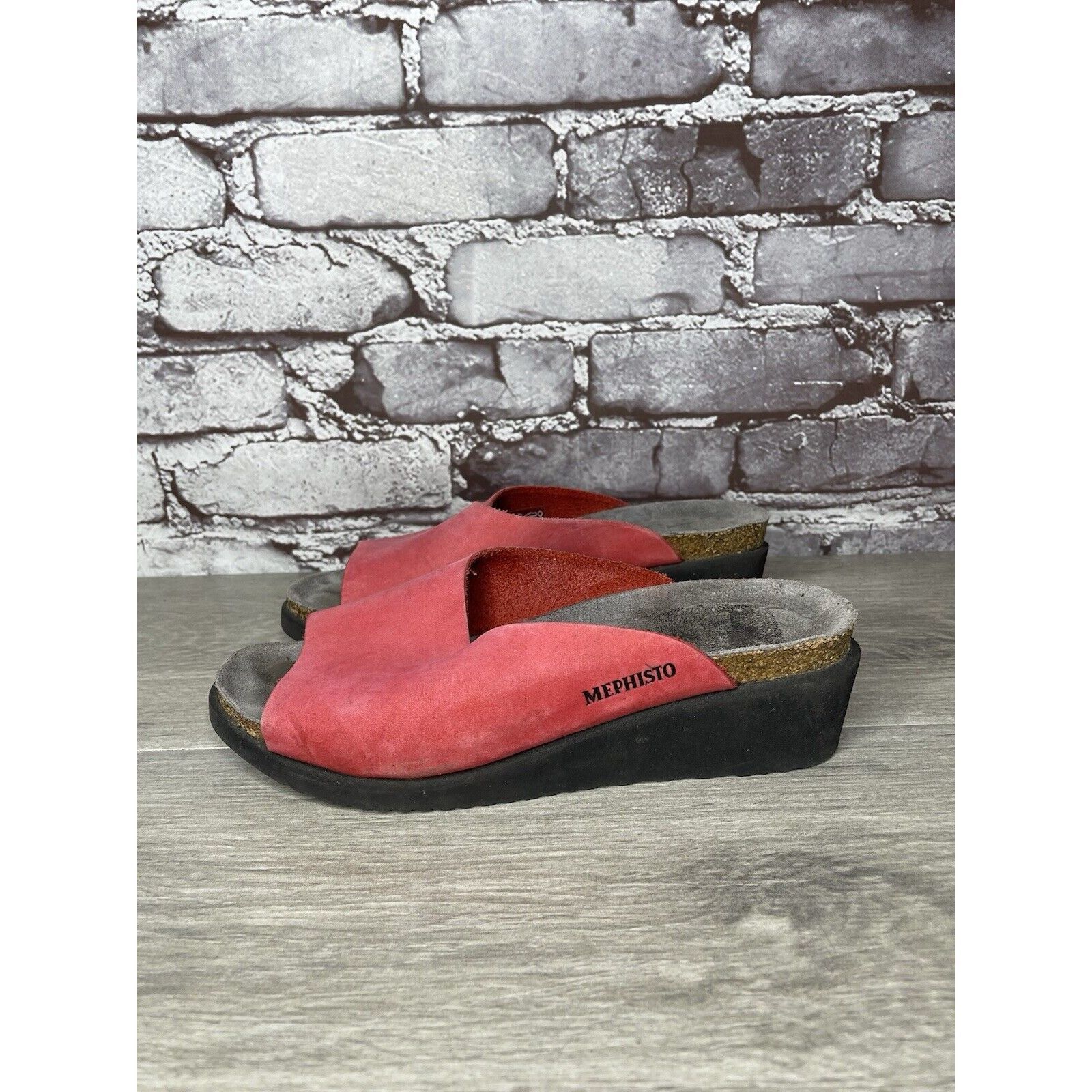 Mephisto Mephisto Lisane Pink Nubuck Leather Slide Cork Wedge Sandals Size US 6 / IT 36 - 22 Thumbnail