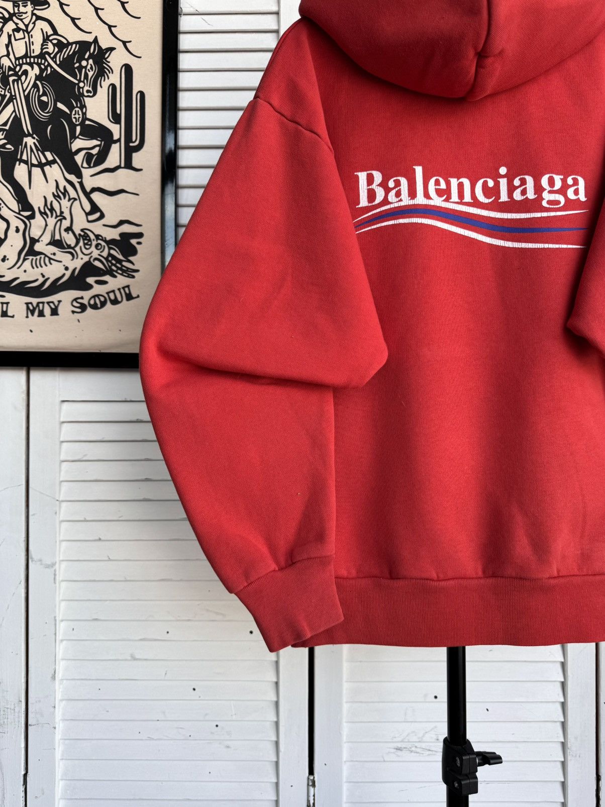 Balenciaga Balenciaga Campaign Wave Logo Pullover Hoodie Red Authentic Size US XXS / EU 40 - 8 Thumbnail