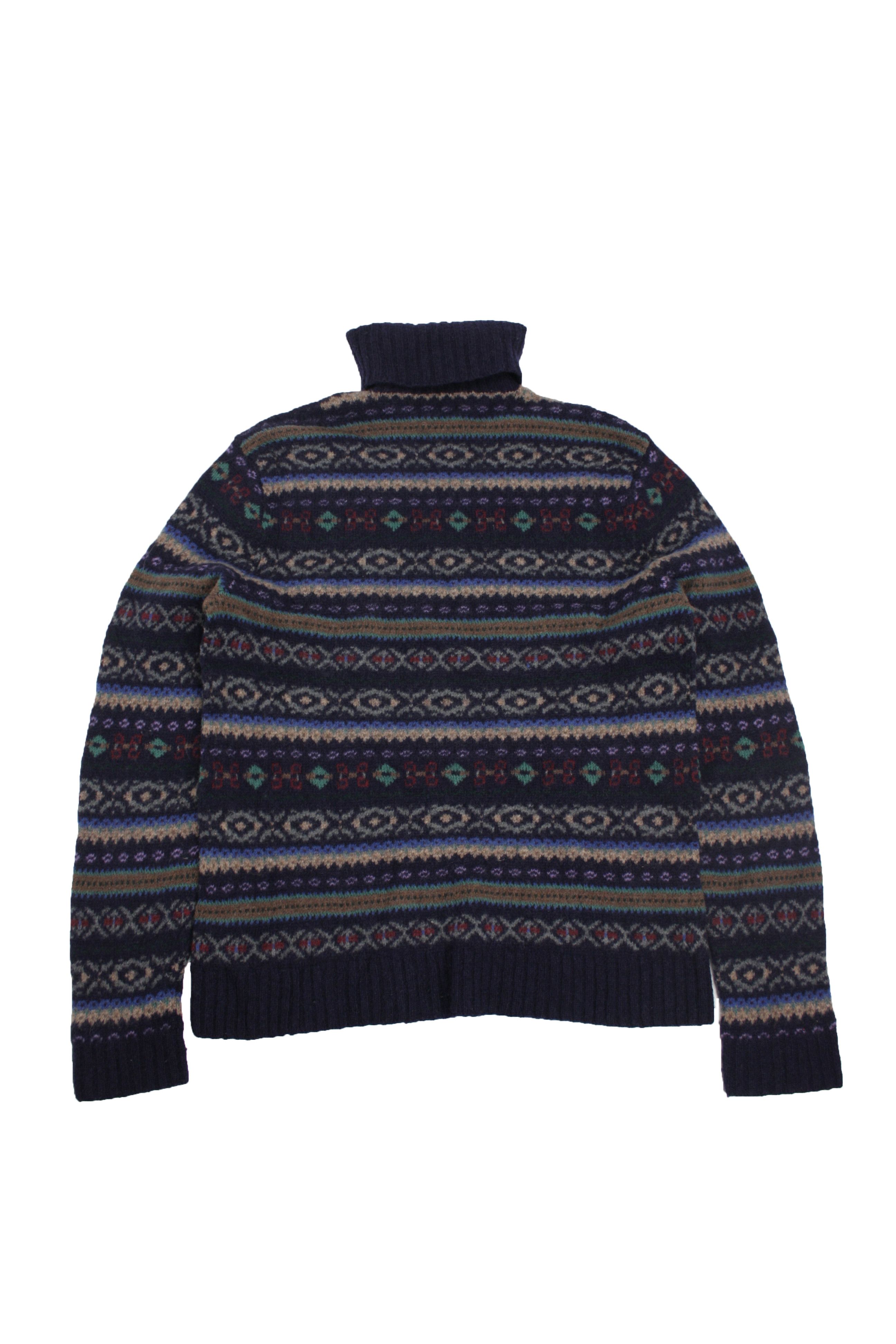 Polo Ralph Lauren × Vintage Polo 90s Vintage Fair Isle Turtleneck Wool Hand Knit Sweater Size US XL / EU 56 / 4 - 2 Thumbnail