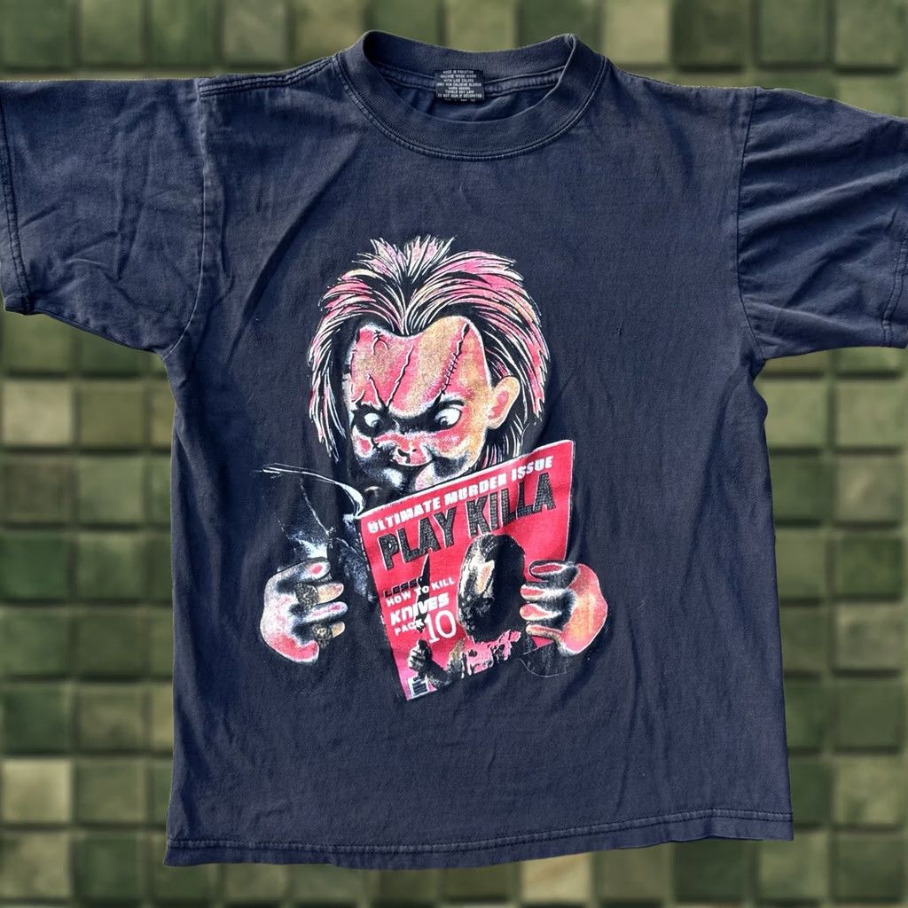 Vintage CH Gold Series Chucky Childs Play Horror Movie Killa Graphic Tee Shirt Black Mens M Size US M / EU 48-50 / 2 - 1 Thumbnail