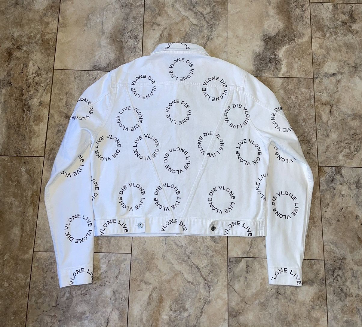 Vlone Unreleased Vlone Black Rhinestone White Denim Jacket Size M Size US M / EU 48-50 / 2 - 2 Thumbnail