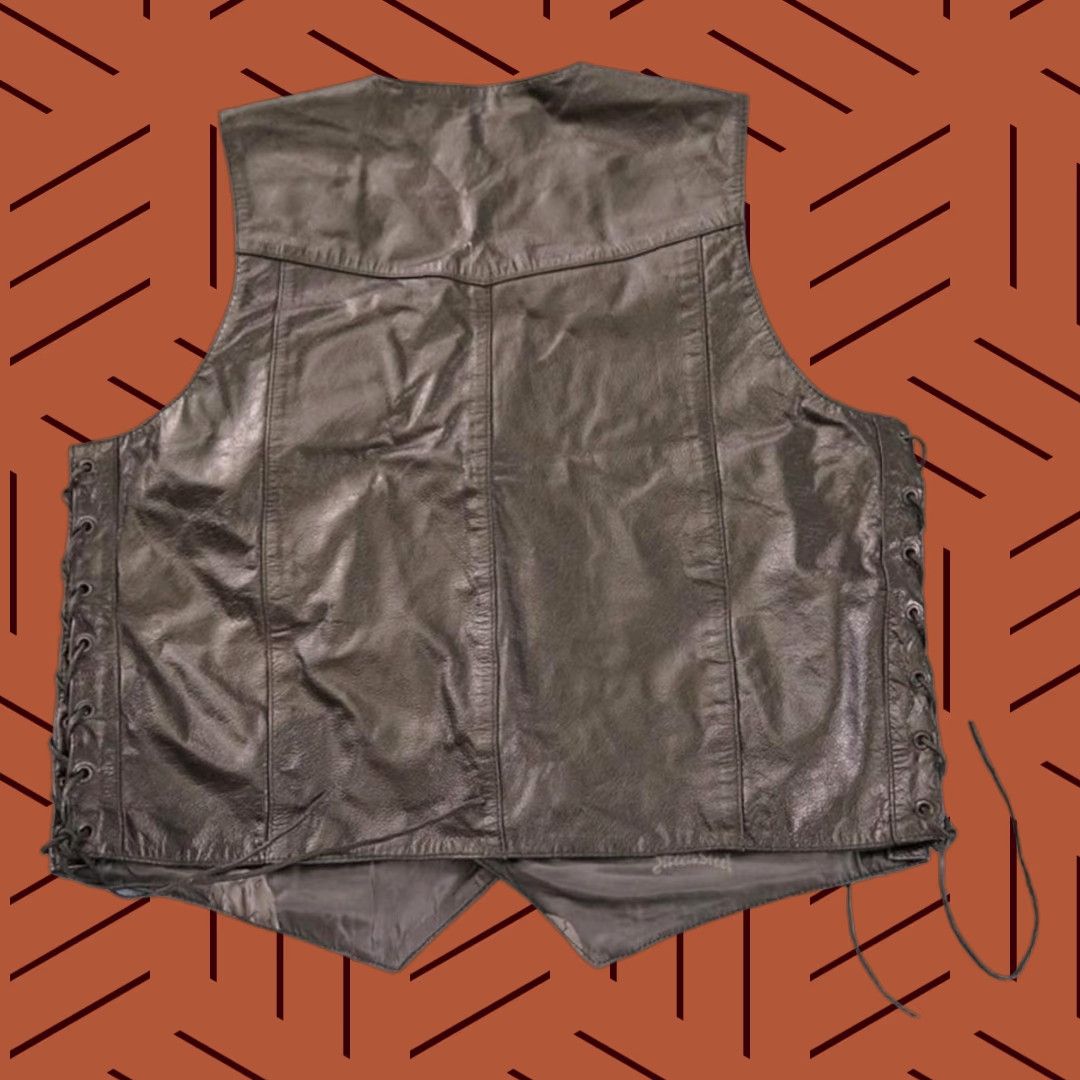 Vintage VINTAGE Street & Steel Leather Motorcycle Vest Men's 46 Black Size US S / EU 44-46 / 1 - 1 Thumbnail