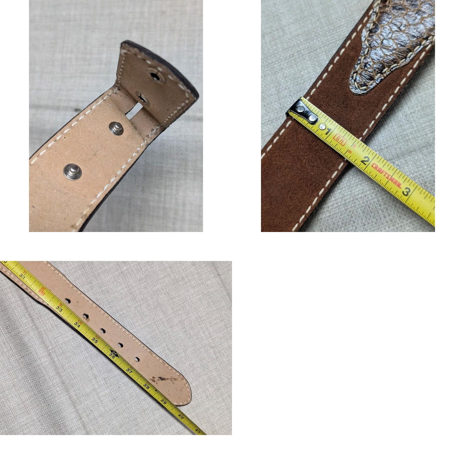 Vintage VINTAGE Torel Western Belt Men 34 Snakeskin Embossed Buckle USA Made Cowhide Leather Brown Belt Width 1-5/8" Cowboy Rodeo Southwestern Men's Size 34 - 8 Thumbnail