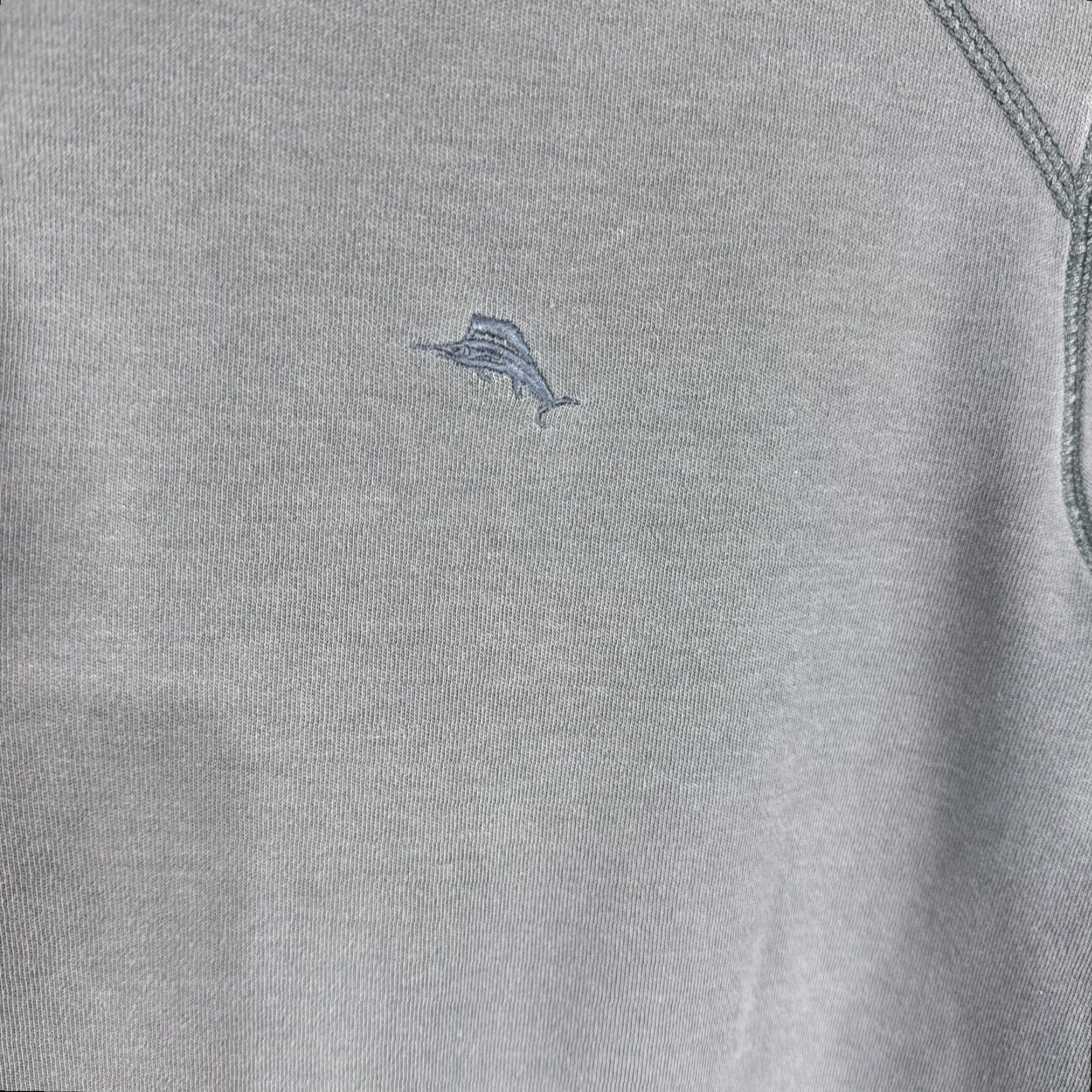 Tommy Bahama Tommy Bahama Sweater Mens XL Gray Solid 1/4 Zip Pullover Island Pima Cotton Knit Mock Neck Long Sleeve Embroidered Logo 90s Classic Outdoor Size US XL / EU 56 / 4 - 7 Thumbnail