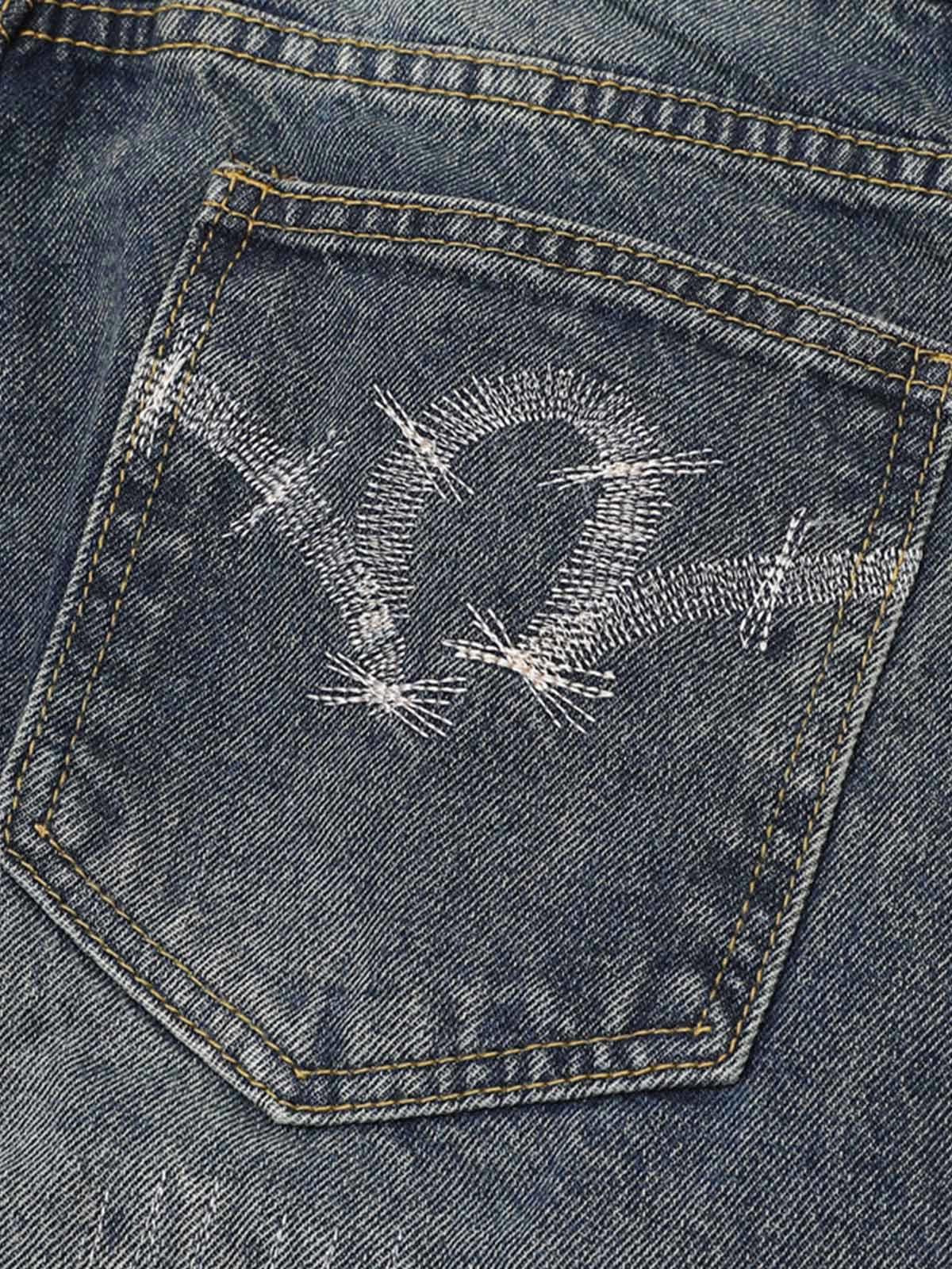 Japanese Brand Distressed Camouflage Patchwork Jeans Size 30" / US 8 / IT 44 - 10 Thumbnail