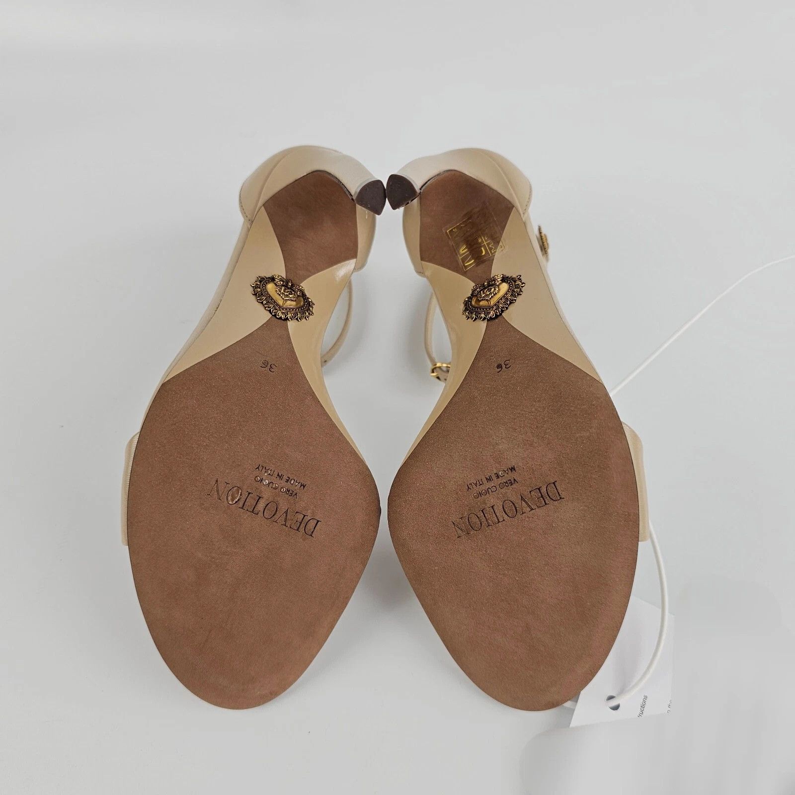 Dolce & Gabbana D&G Devotion Beige Leather 105mm Sandals New/Authentic Size US 11 / IT 41 - 9 Thumbnail