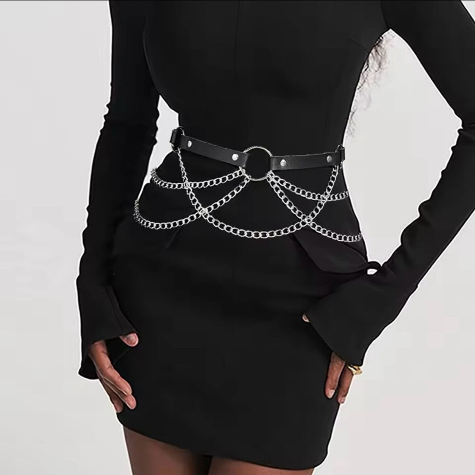 Other Leather Chain Punk Belt for Women Size ONE SIZE - 1 Thumbnail