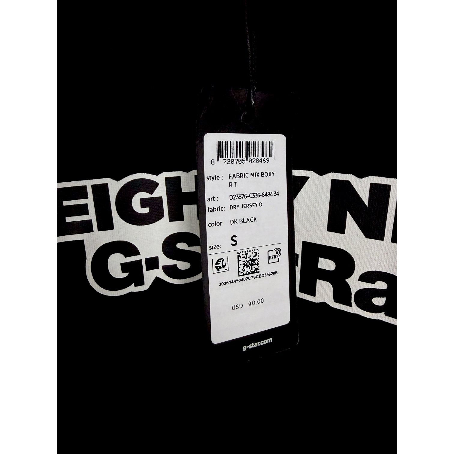 G-Star G-Star RAW Mens Black Fabric Mix Boxy T-shirt Oversize Fit Size US S / EU 44-46 / 1 - 4 Thumbnail