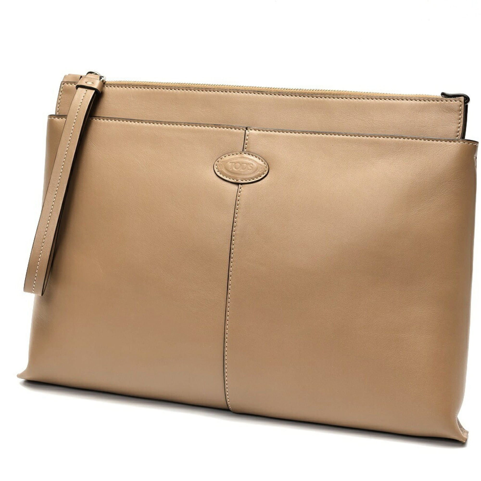 Tod's Tod's Document Holder Pouch Medium Clutch Bag Leather Beige S-160145 Size ONE SIZE - 1 Thumbnail