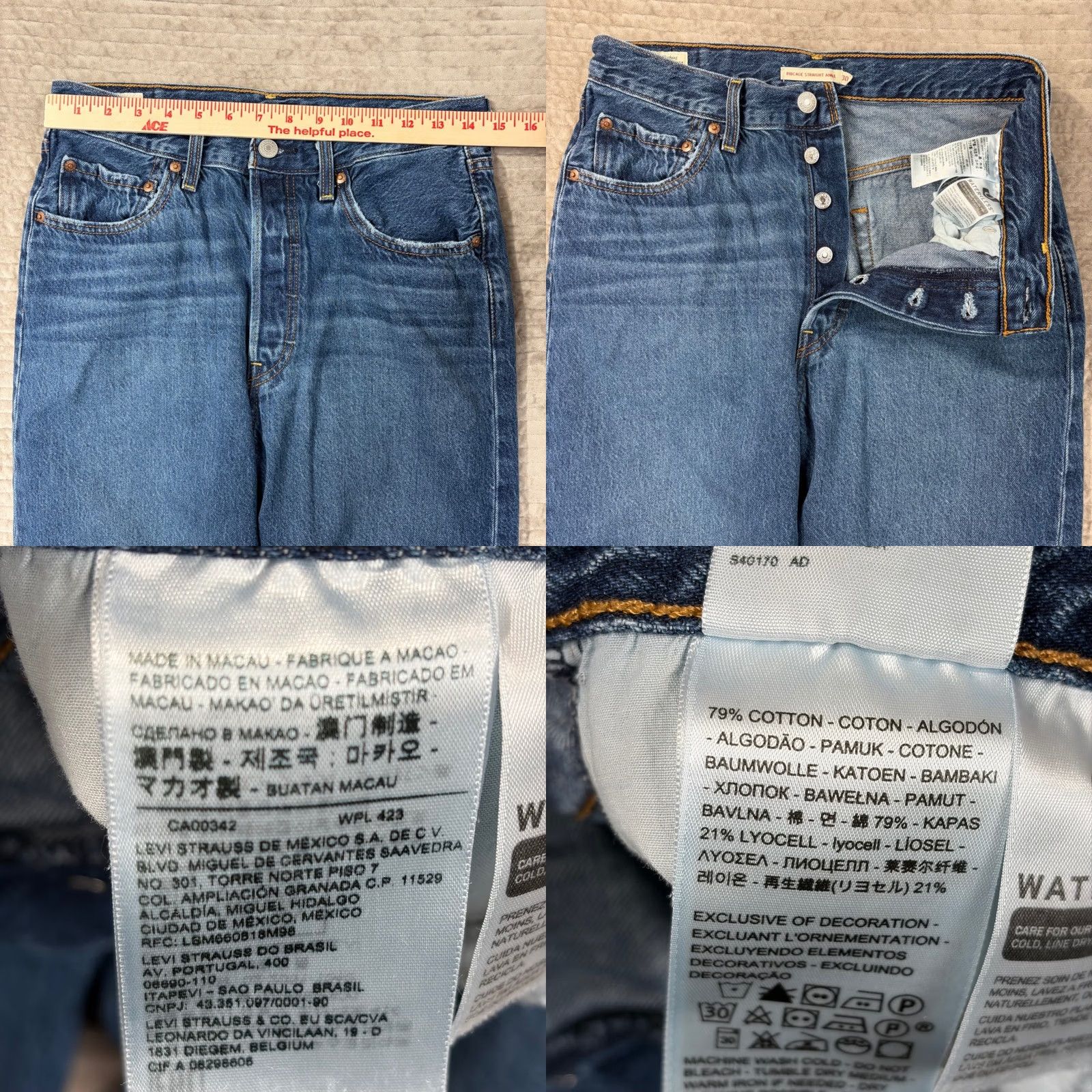Levi's Levis Ribcage Straight Ankle Jeans Blue Denim Raw Hem 72693-0086 W30 L27 Jeans Women High-Rise 5-Pocket Vintage Look Size 24" / US 00 / IT 34 - 8 Thumbnail