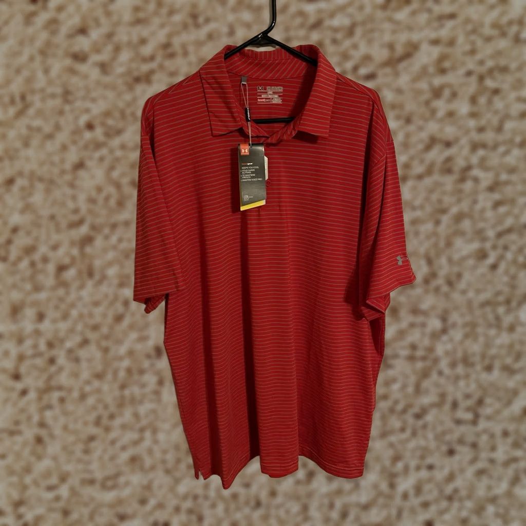 Under Armour Under Armour Golf Shirt Mens 3XL Red Striped Athletic Performance Size US XL / EU 56 / 4 - 1 Thumbnail