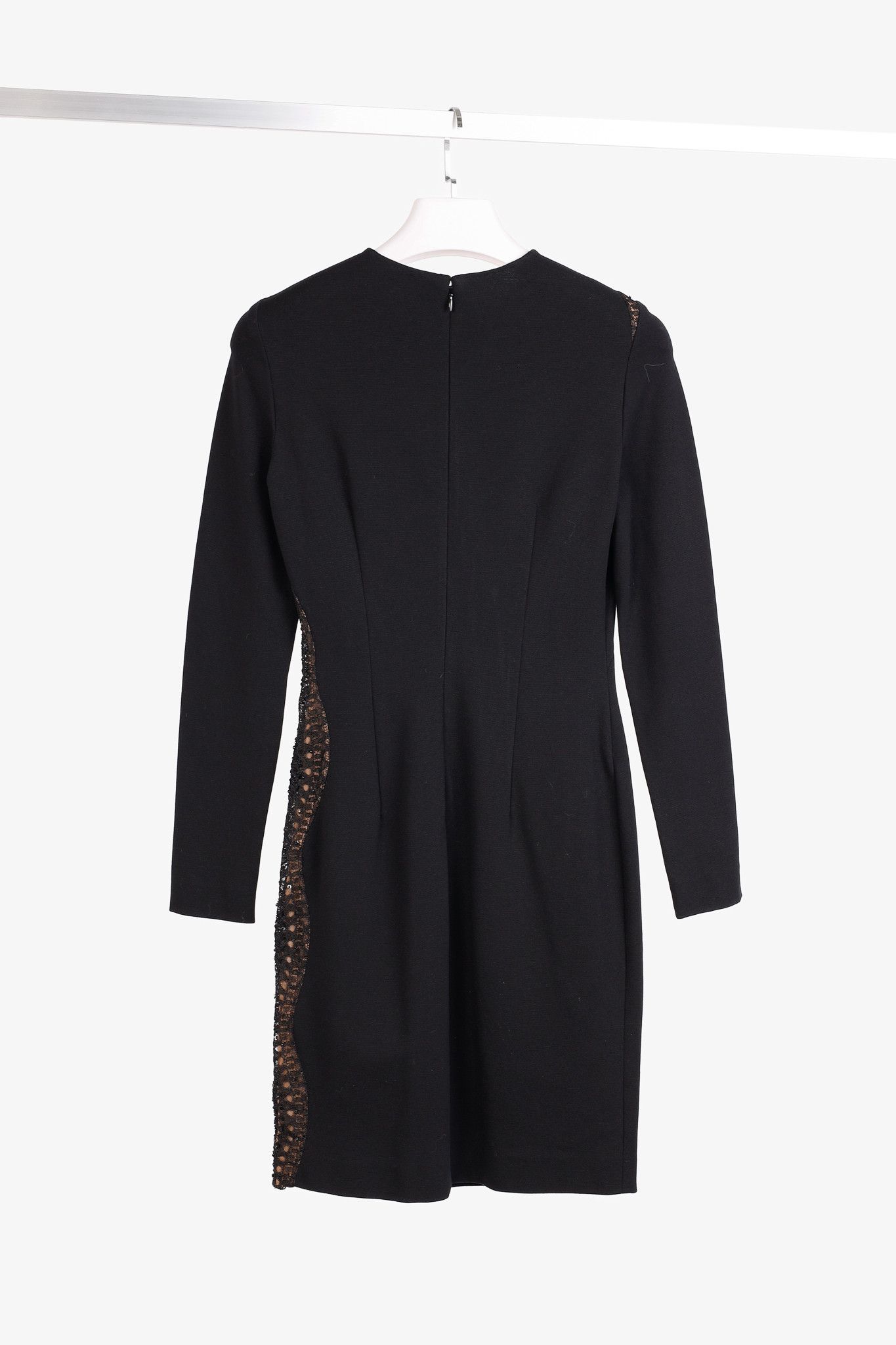 Emilio Pucci Emilio Pucci Black Knit Lace-Insert Long Sleeve Dress Size M / US 6-8 / IT 42-44 - 2 Thumbnail