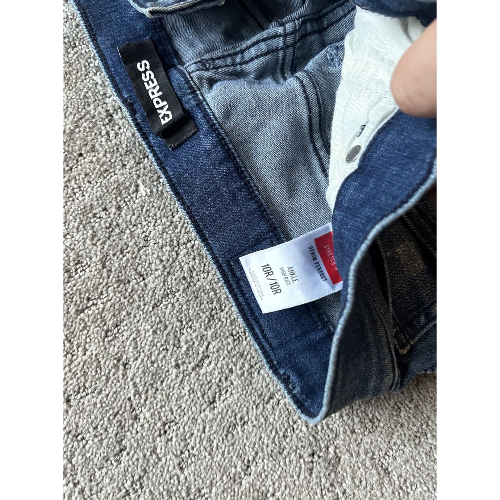 Express Express Womens Jeans 10 Ankle High Rise Distressed Raw Hem Slim Denim Blue 5-Pocket Womens Jeans 10s Size 32" / US 10 / IT 46 - 6 Thumbnail
