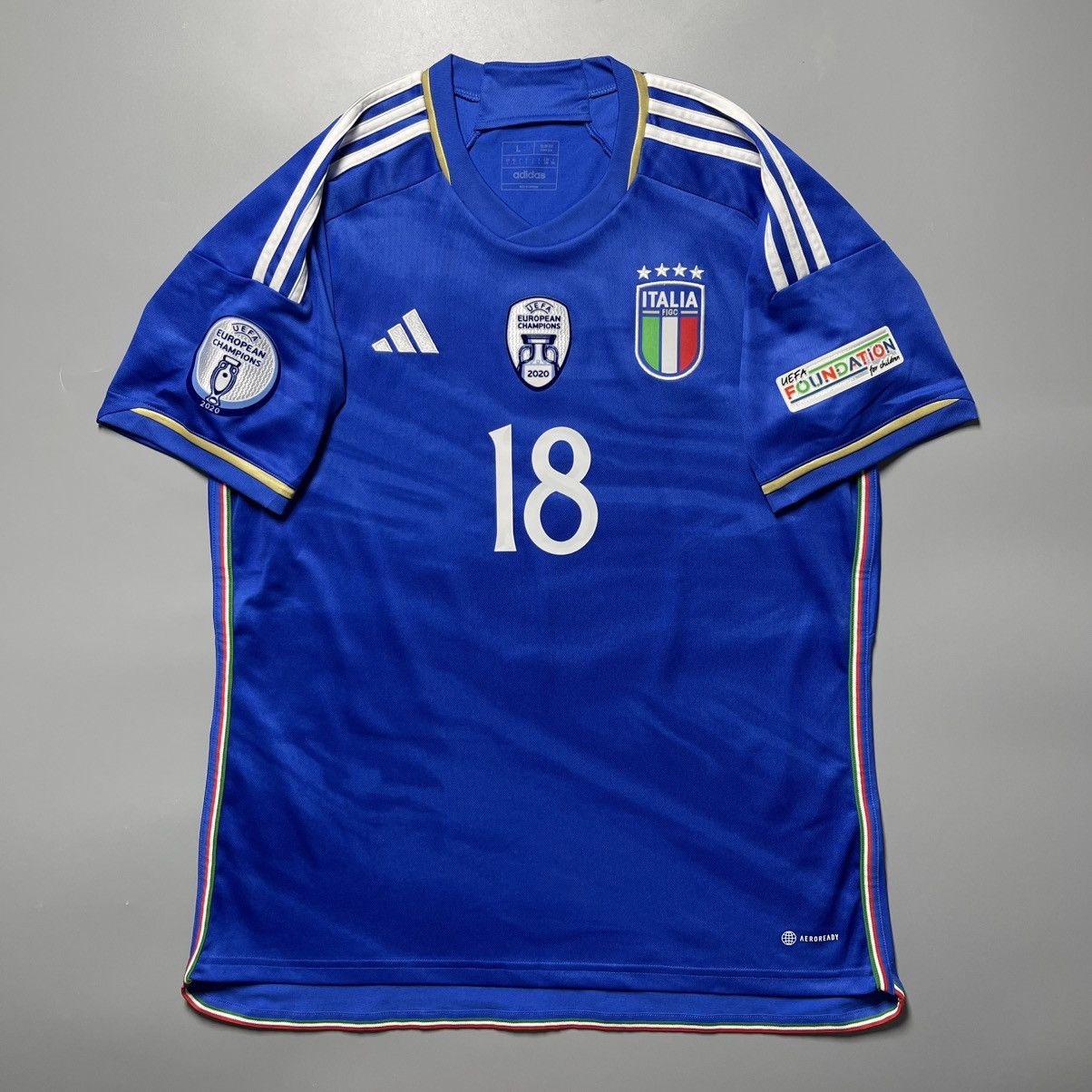 Adidas ITALY ADIDAS 2022/2023 FOOTBALL HOME JERSEY #18 BARELLA Size US L / EU 52-54 / 3 - 2 Thumbnail