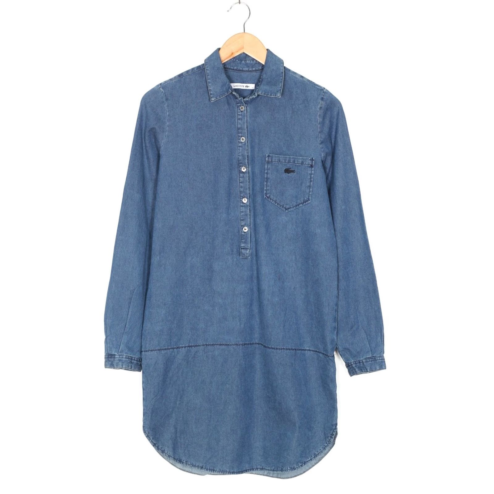 Lacoste LACOSTE Denim Dress Shirt Women 34 Long Sleeve VR2874 Size XXS / US 00 / IT 34 - 2 Thumbnail