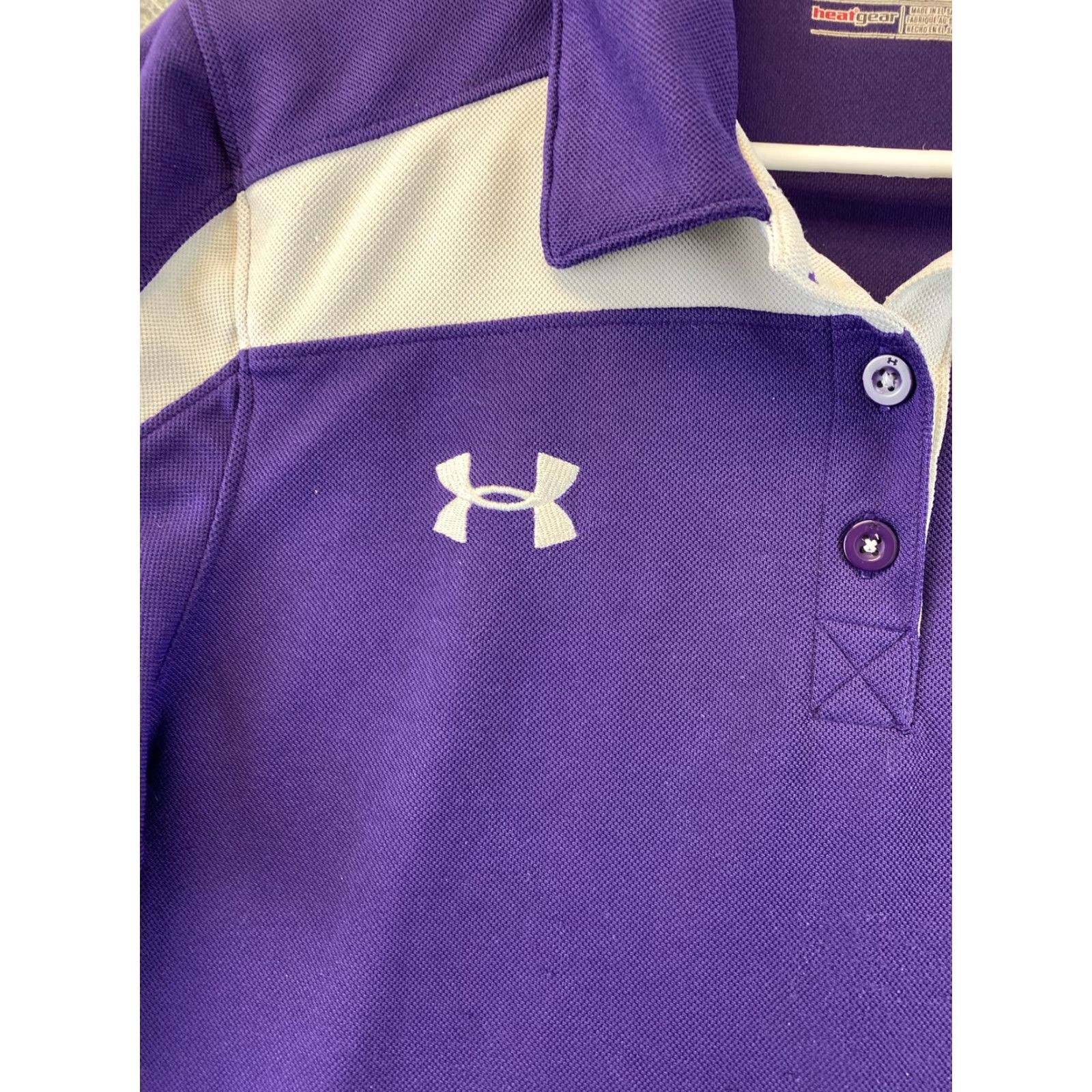 Under Armour Under Armour Polo Shirt Women’s Large UA Tech Performance Fit Golf Team /70-39 Purple Solid Short Sleeve Collared Lightweight Size L / US 10 / IT 46 - 3 Thumbnail