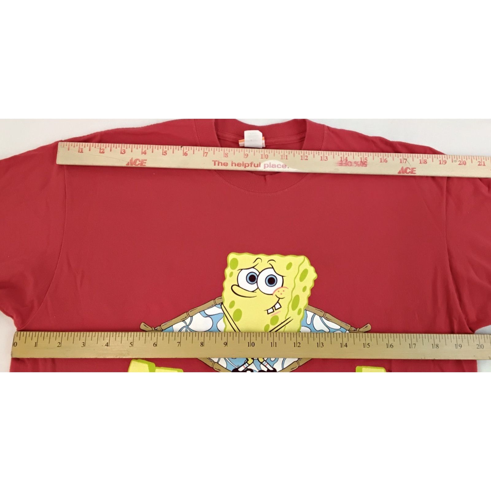Nickelodeon Spongebob Squarepants Vtg 00's T-Shirt Red Men's L Nudie USA Size US L / EU 52-54 / 3 - 7 Thumbnail