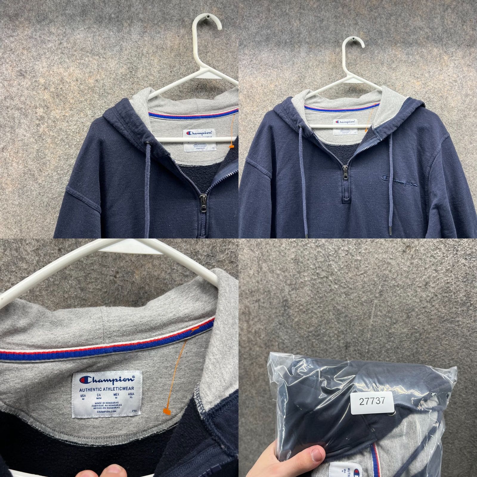 Champion VINTAGE Champion Hoodie Pullover Mens Medium Blue 1/4 Zip Fleece Powerblend Logo Sweatshirt Size US M / EU 48-50 / 2 - 8 Thumbnail