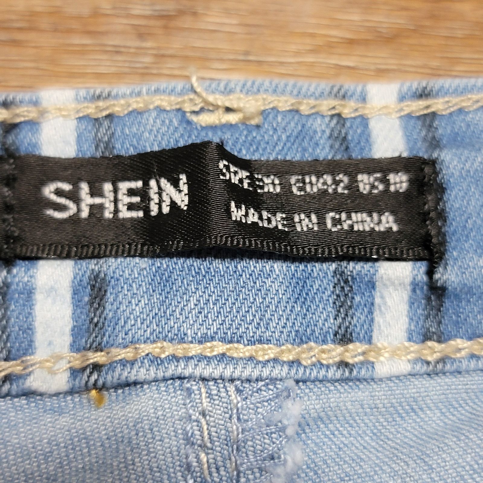 Shein Shein Blue Denim Striped Flare Pants - Size 10 Size 32" / US 10 / IT 46 - 5 Thumbnail
