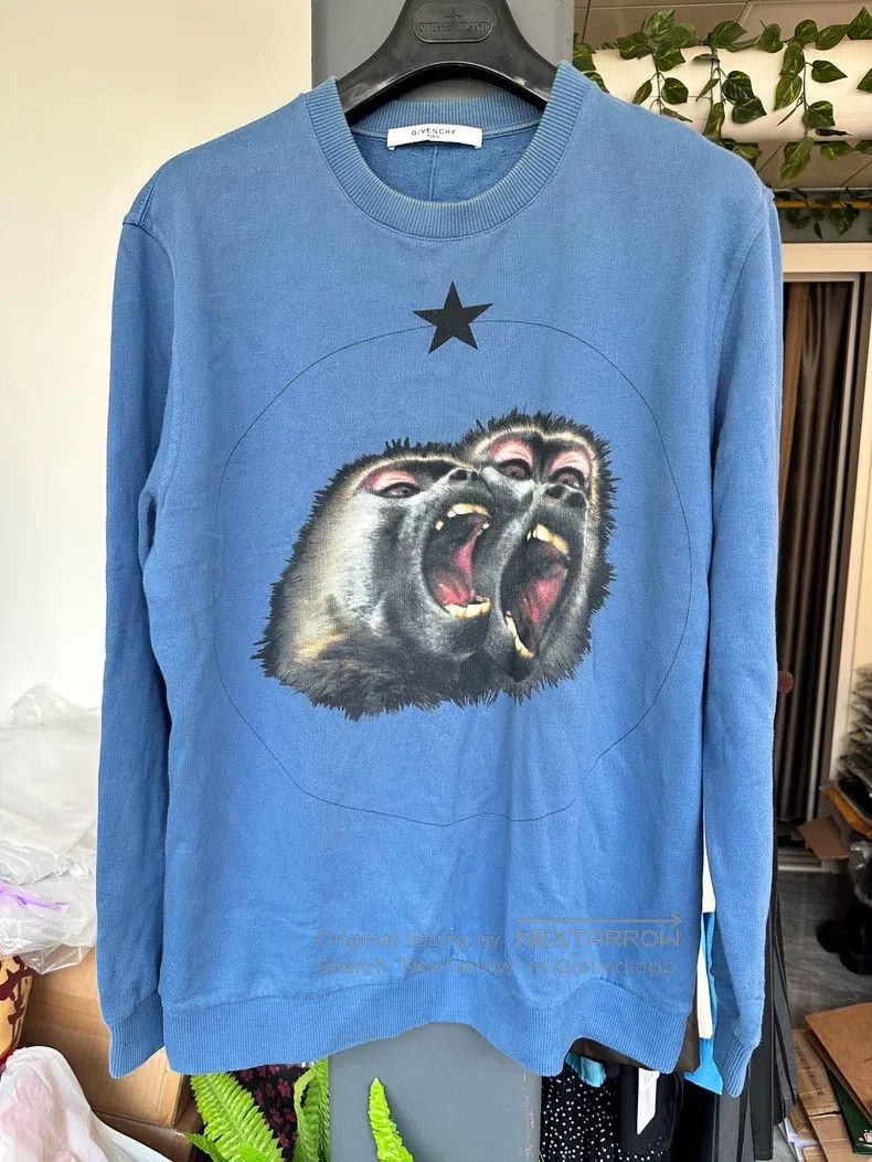 Givenchy Givenchy Blue double monkey fleece crewneck sweatshirt Size US L / EU 52-54 / 3 - 1 Thumbnail