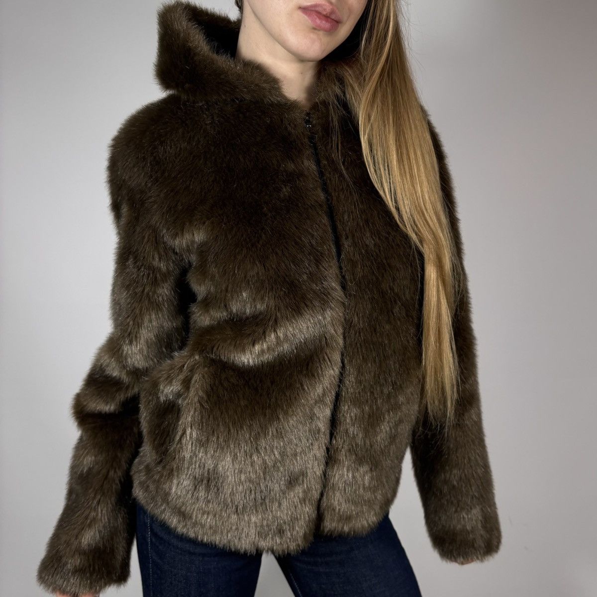 Vintage Vintage Y2K Japanese Style Faux Fur Retro Bomber Jacket Size XS / US 0-2 / IT 36-38 - 1 Thumbnail