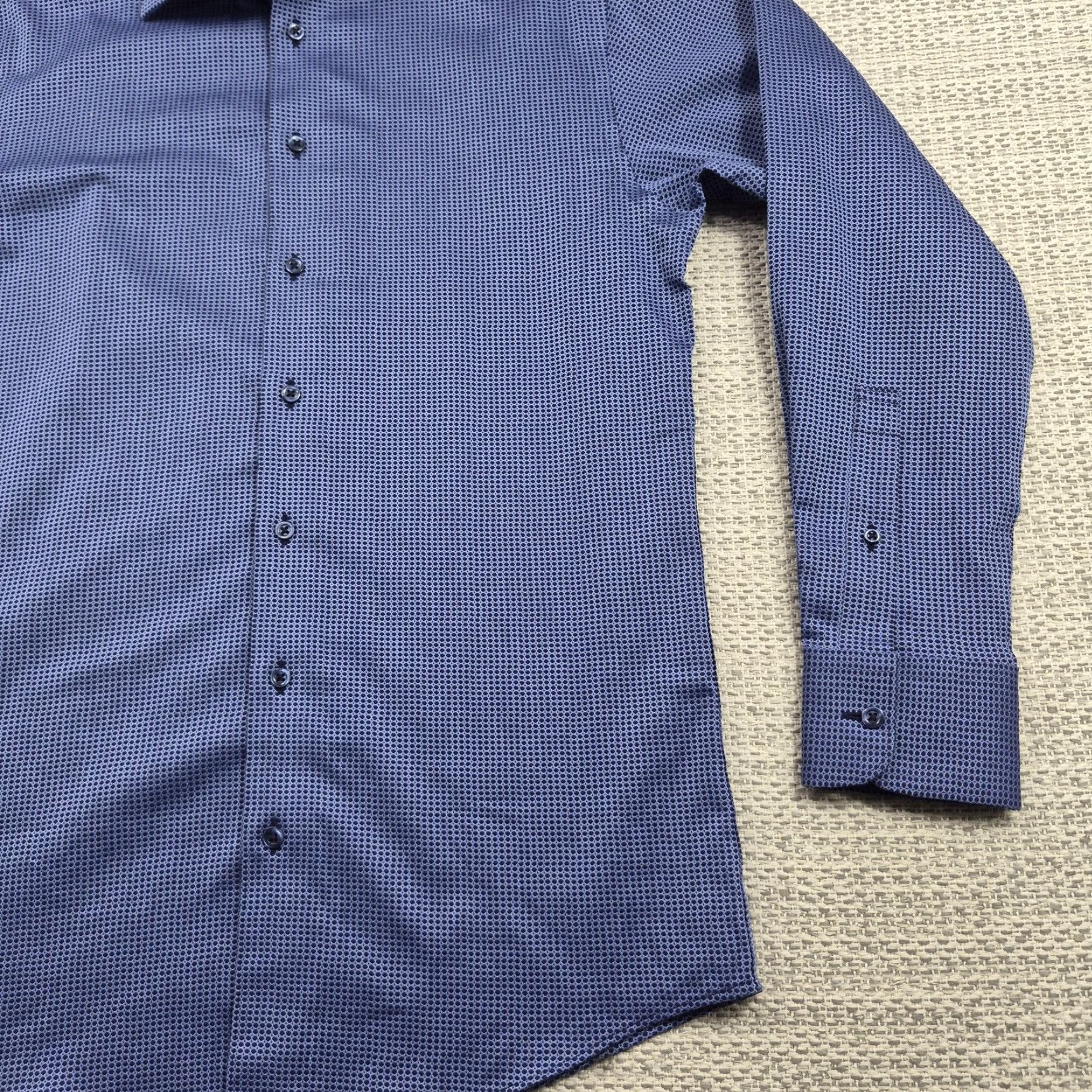 Murano Murano Shirt Button Up Mens 15 32/33 Blue Geometric Stretch Dress Long Sleeve Size 40R - 2 Thumbnail