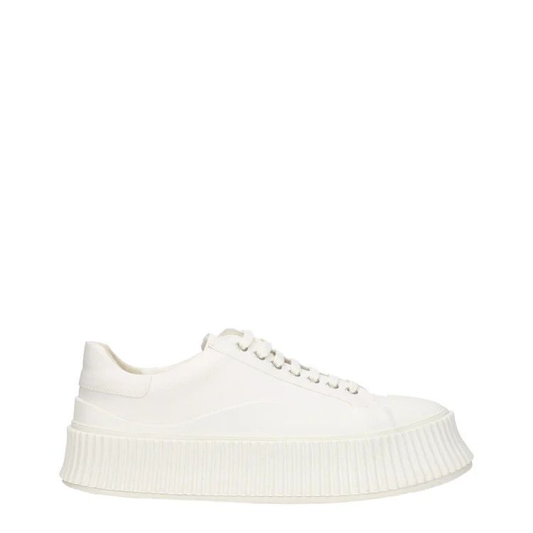 Jil Sander o1y1124 Canvas Low-Top Sneakers With Platform in White Size US 7 / EU 40 - 4 Thumbnail