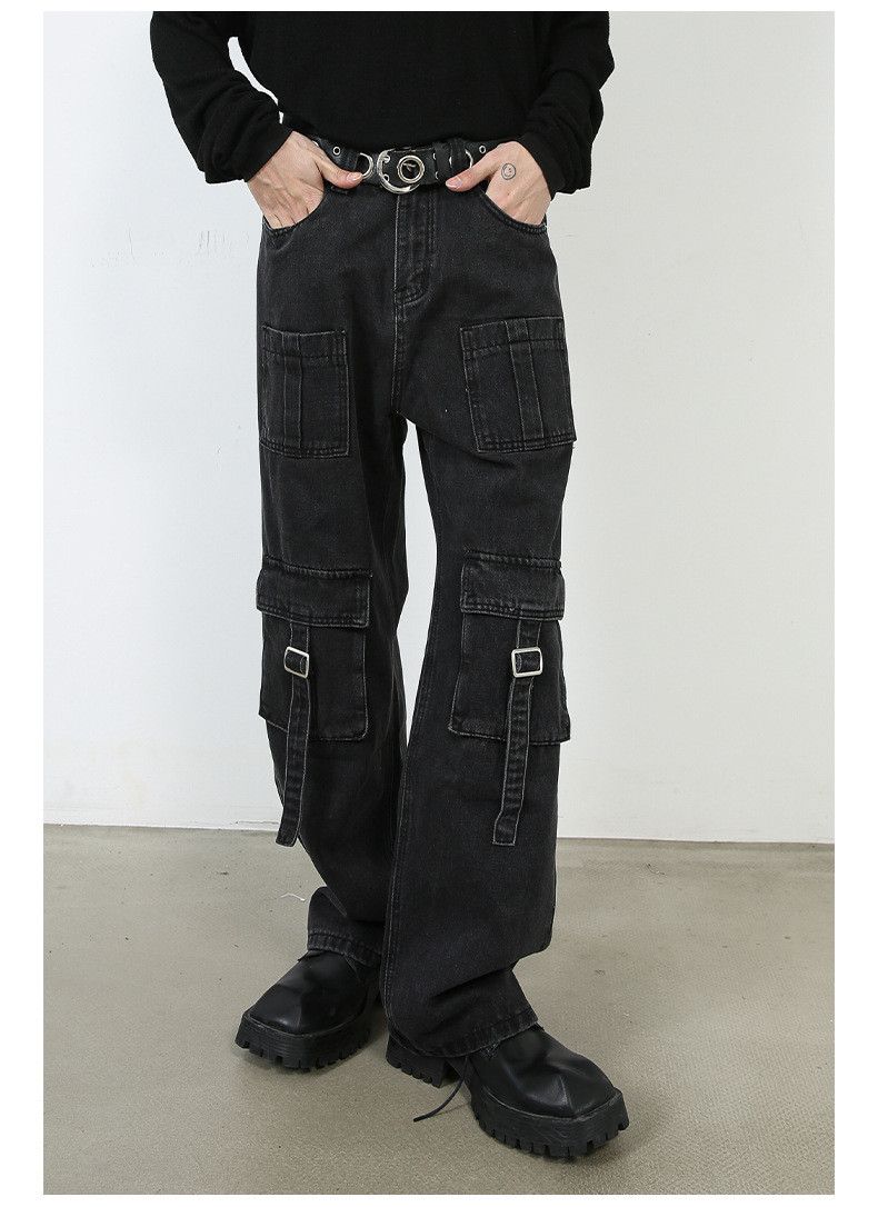 Japanese Brand × Jean Multi-pocket men's niche retro wide-leg cargo jeans Size US 34 / EU 50 - 4 Thumbnail