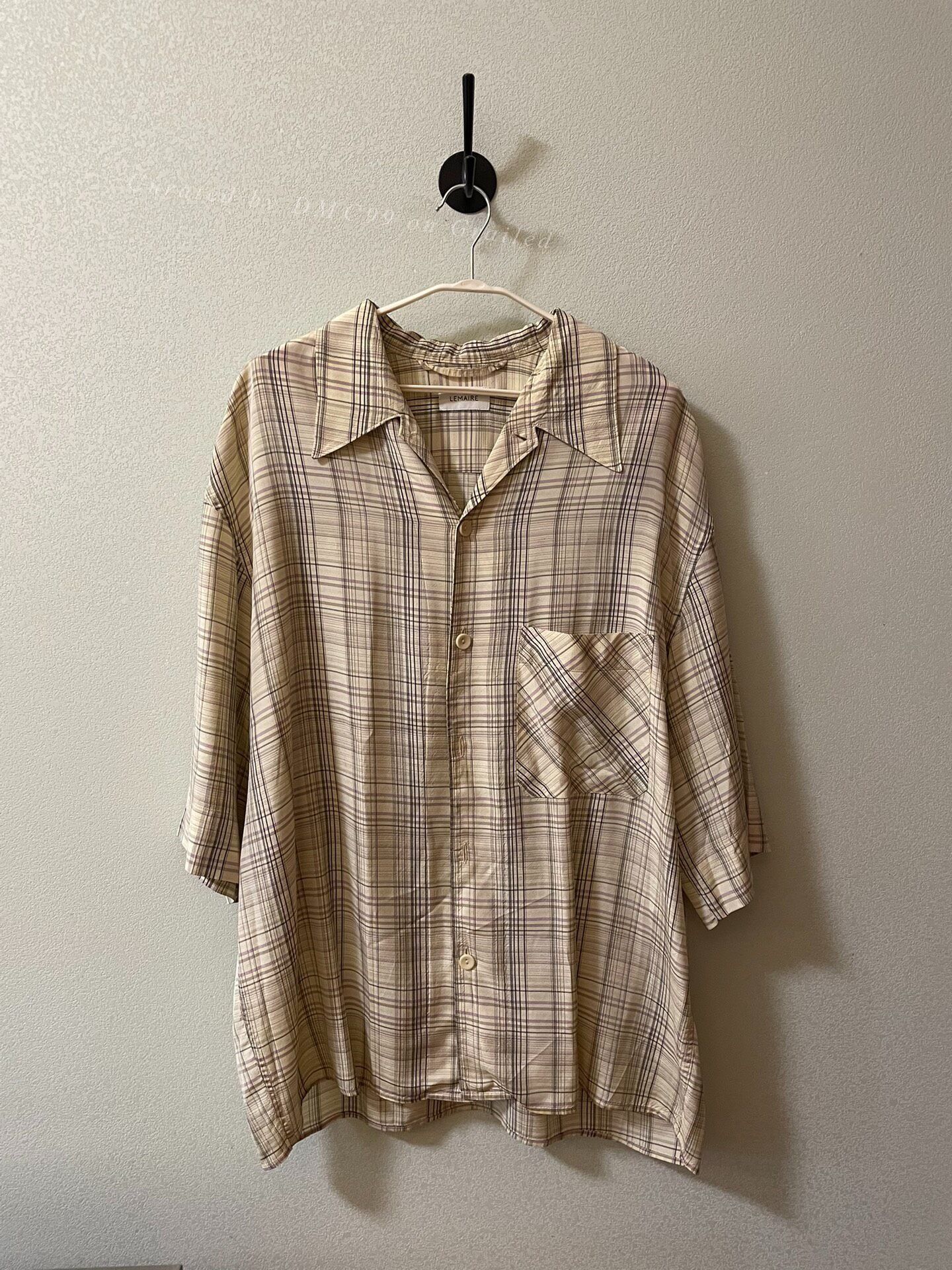 Lemaire 20SS Convertible Collar Rayon Plaid Shirt