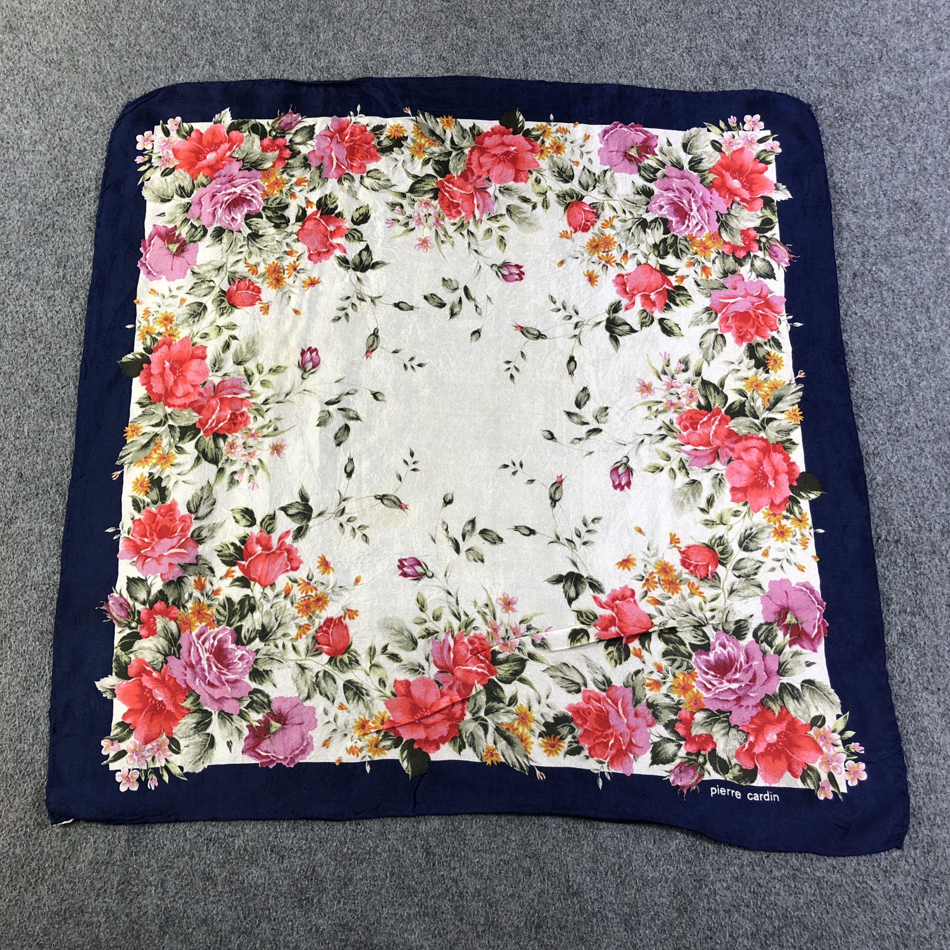 Pierre Cardin Pierre Cardin Floral Hand Rolled Silk Scarf M1050 Size ONE SIZE - 2 Thumbnail