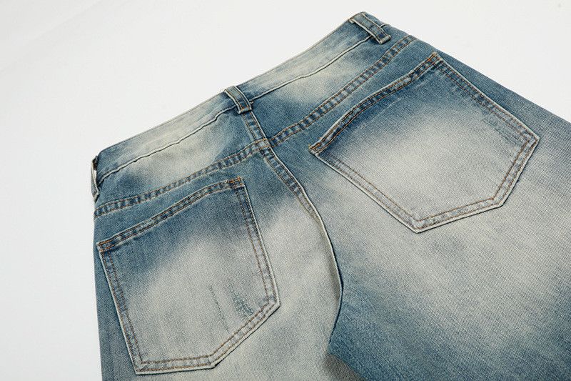 Vintage Retro men's washed whiskered loose straight gradient jeans Size US 34 / EU 50 - 5 Thumbnail