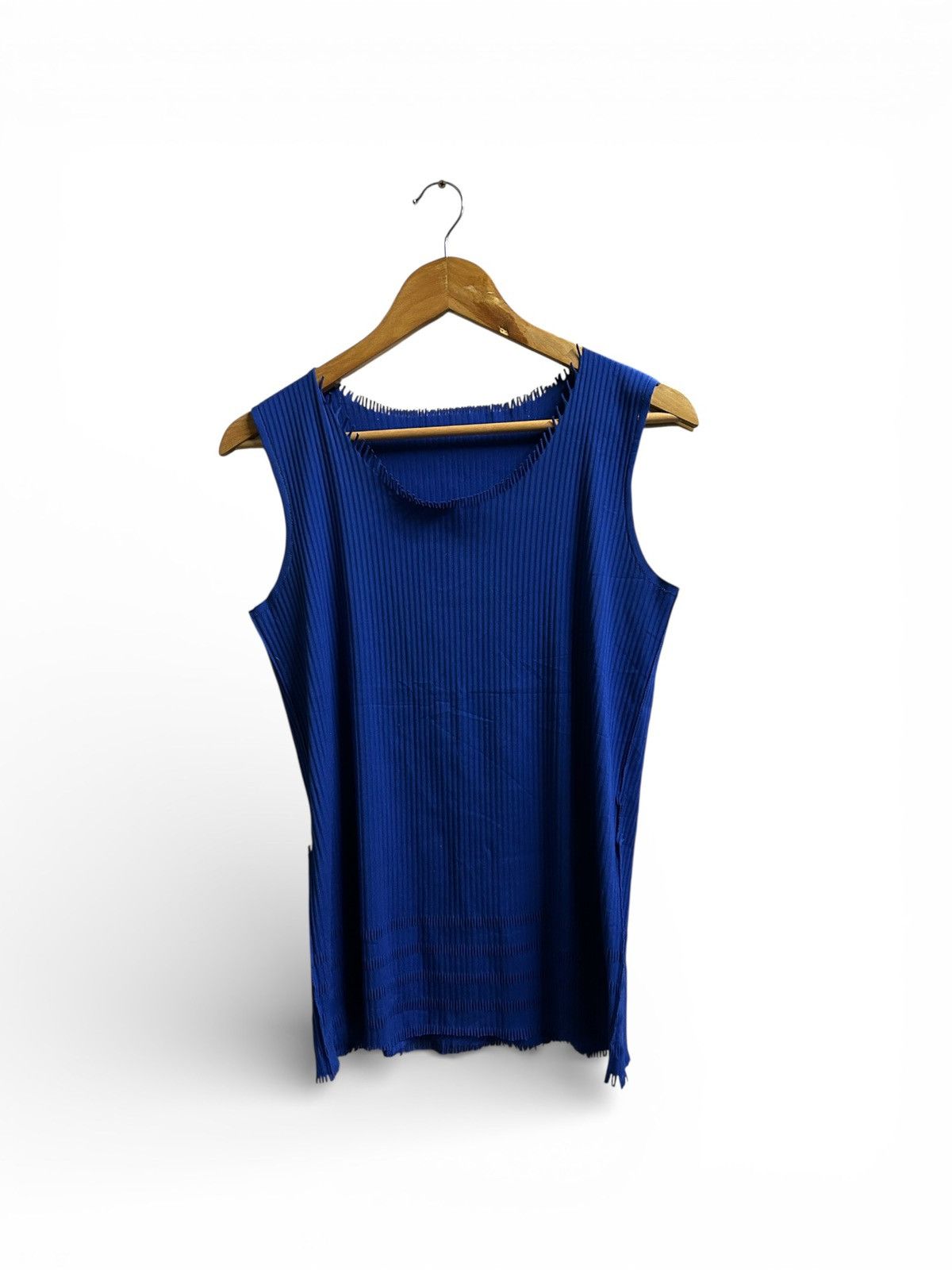 Pleats Please Issey Miyake S/S2020 A-POC Cobalt Blue Sleeveless Top Size M / US 6-8 / IT 42-44 - 3 Thumbnail