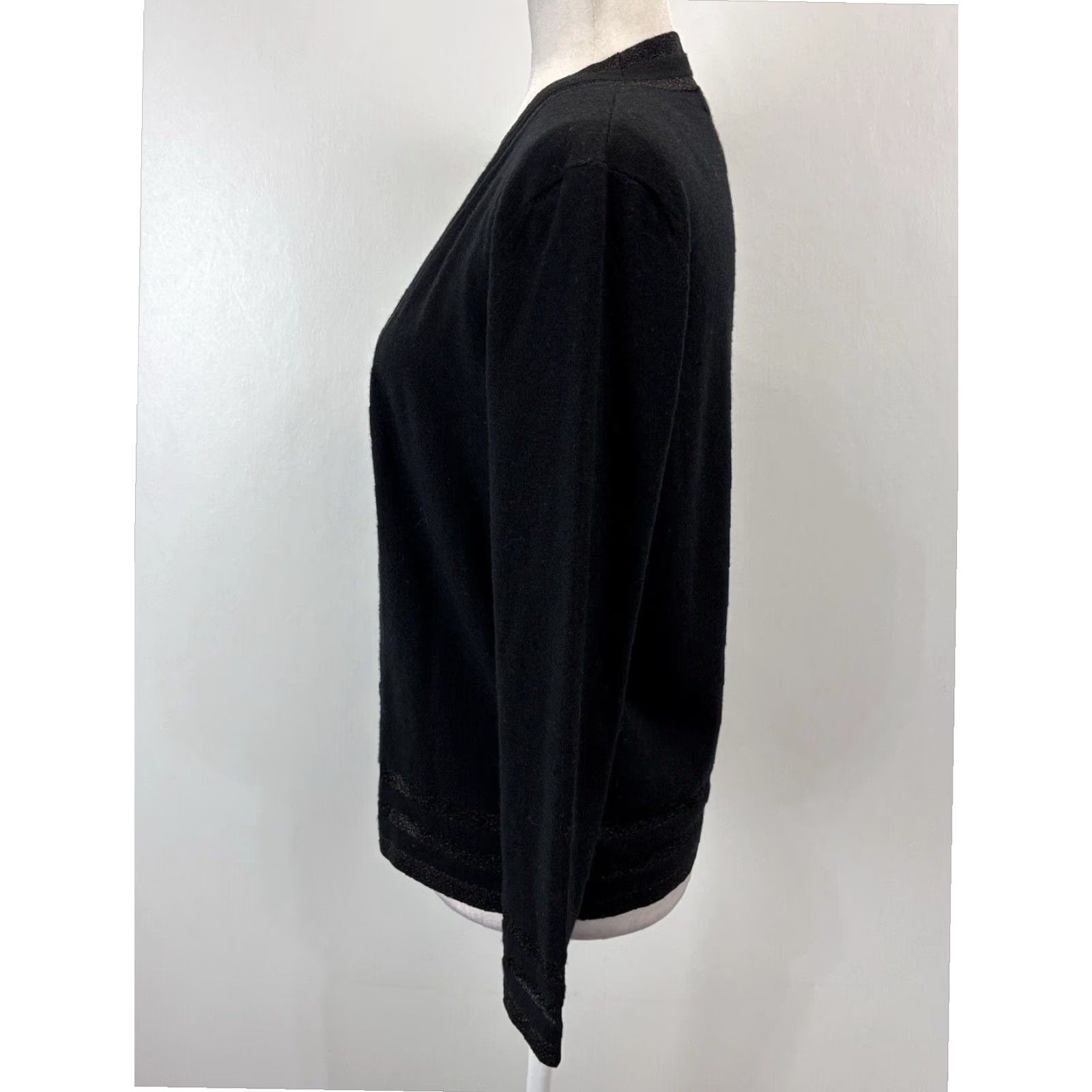 Vintage Bernard Zins Women's Cashmere Cardigan Sweater Twin Set Black Medium Classic Size M / US 6-8 / IT 42-44 - 2 Thumbnail