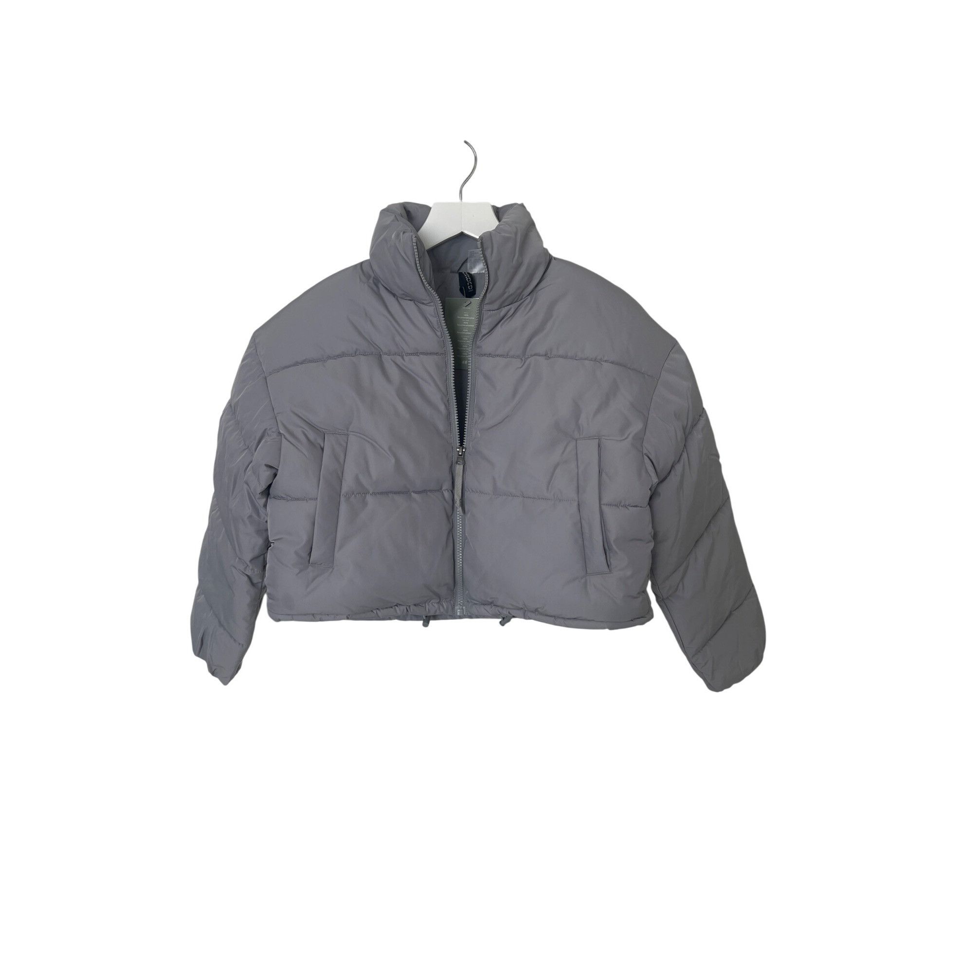 H&M H&M Light Gray Cropped Puffer Jacket With Stand-Up Collar Size XXS / US 00 / IT 34 - 3 Thumbnail