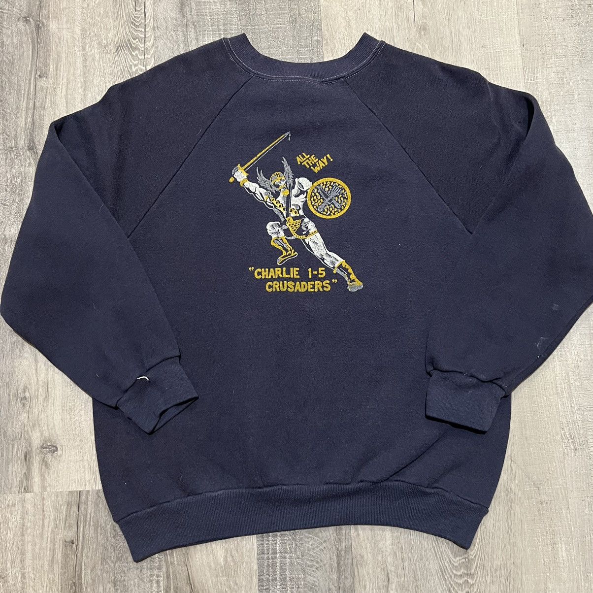 Vintage VTG Charlie Company 1-5 Crusaders 1970s Marines Sweatshirt Size US M / EU 48-50 / 2 - 1 Thumbnail