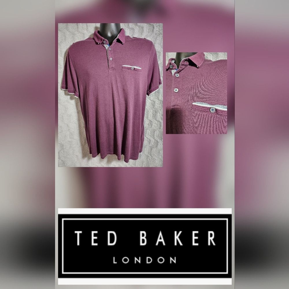 Ted Baker Ted Baker Mens Polo Shirt Purple 6 XL Size US XL / EU 56 / 4 - 1 Thumbnail