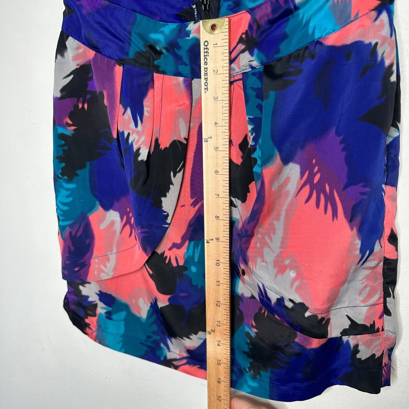Other Delicia Satin Purple Pink Blue Geometric Tulip Zip Skirt S Size 27" / US 4 / IT 40 - 12 Thumbnail