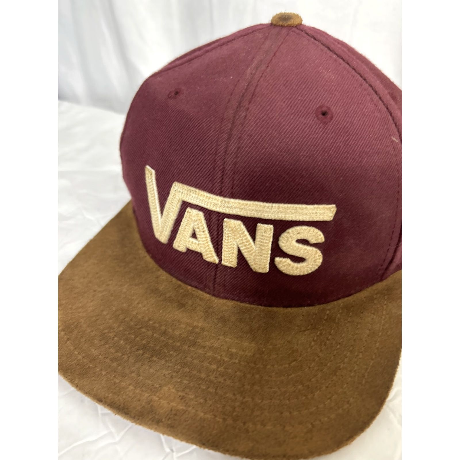 Vans VANS SnapBack Hat Unisex Adults One Size Maroon Brown Leather Bill Adjustable Red Size ONE SIZE - 3 Thumbnail