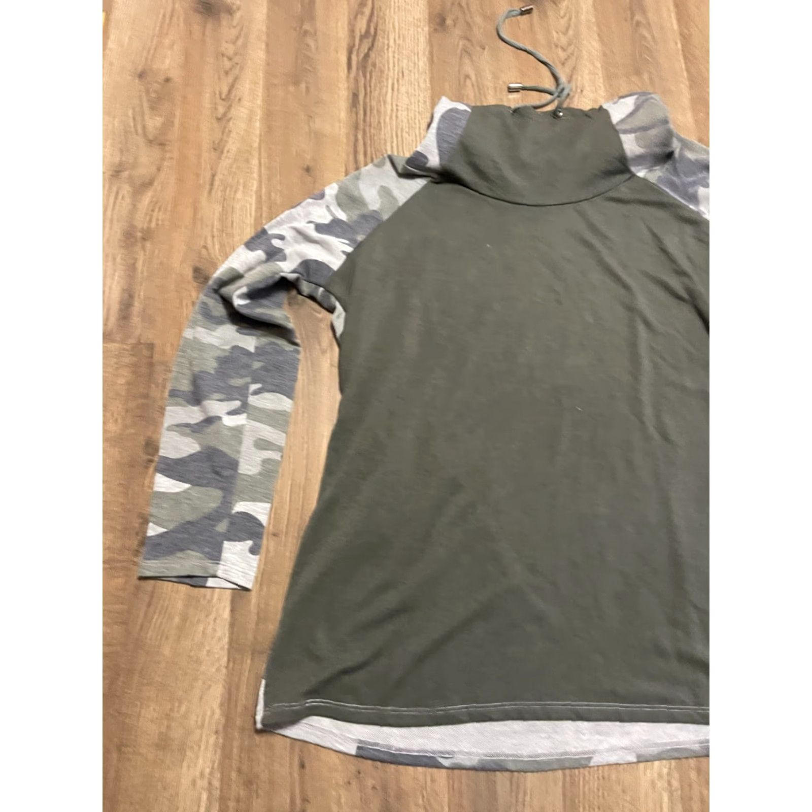Vintage Cyrus Shirt, Womens, Turtleneck, Long Sleeve, Camouflage, Green Gray, Size L, Casual, Fall Spring Summer, Regular, Pullover, Vintage No, 0 Size L / US 10 / IT 46 - 3 Thumbnail
