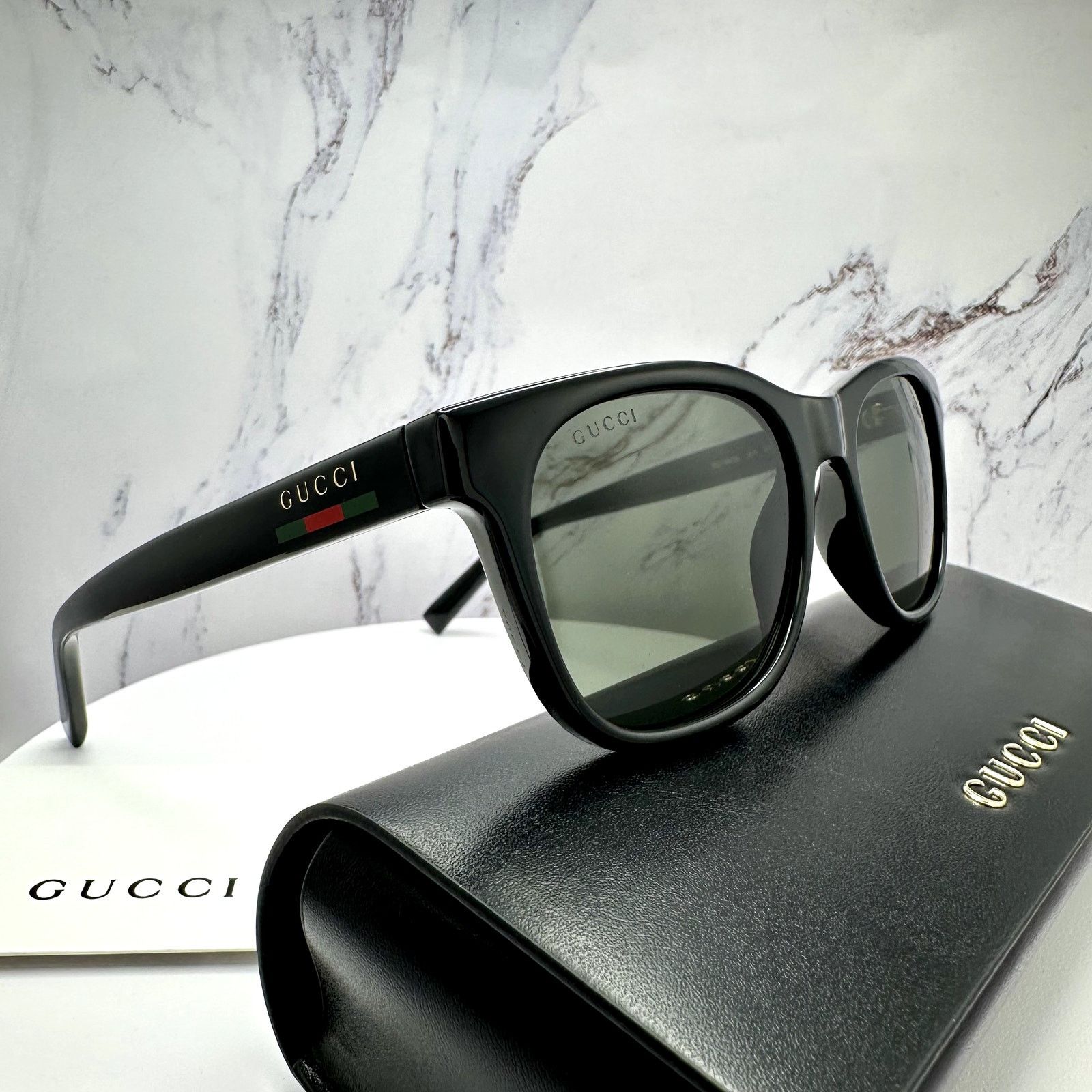 Gucci New GUCCI Sunglasses Black Square Gold Letter Logo Size ONE SIZE - 5 Thumbnail
