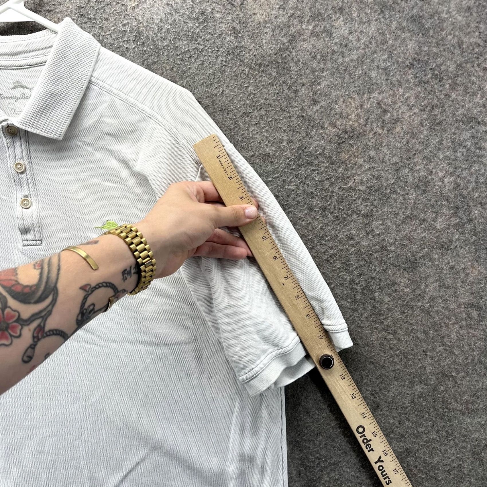 Tommy Bahama Tommy Bahama Shirt Mens L Gray Supima Cotton Polo Golf Casual Knit Polo Short Sleeve Ribbed Collar Marlin Logo Solid Pattern KnitRelaxed Fit Size US L / EU 52-54 / 3 - 5 Thumbnail
