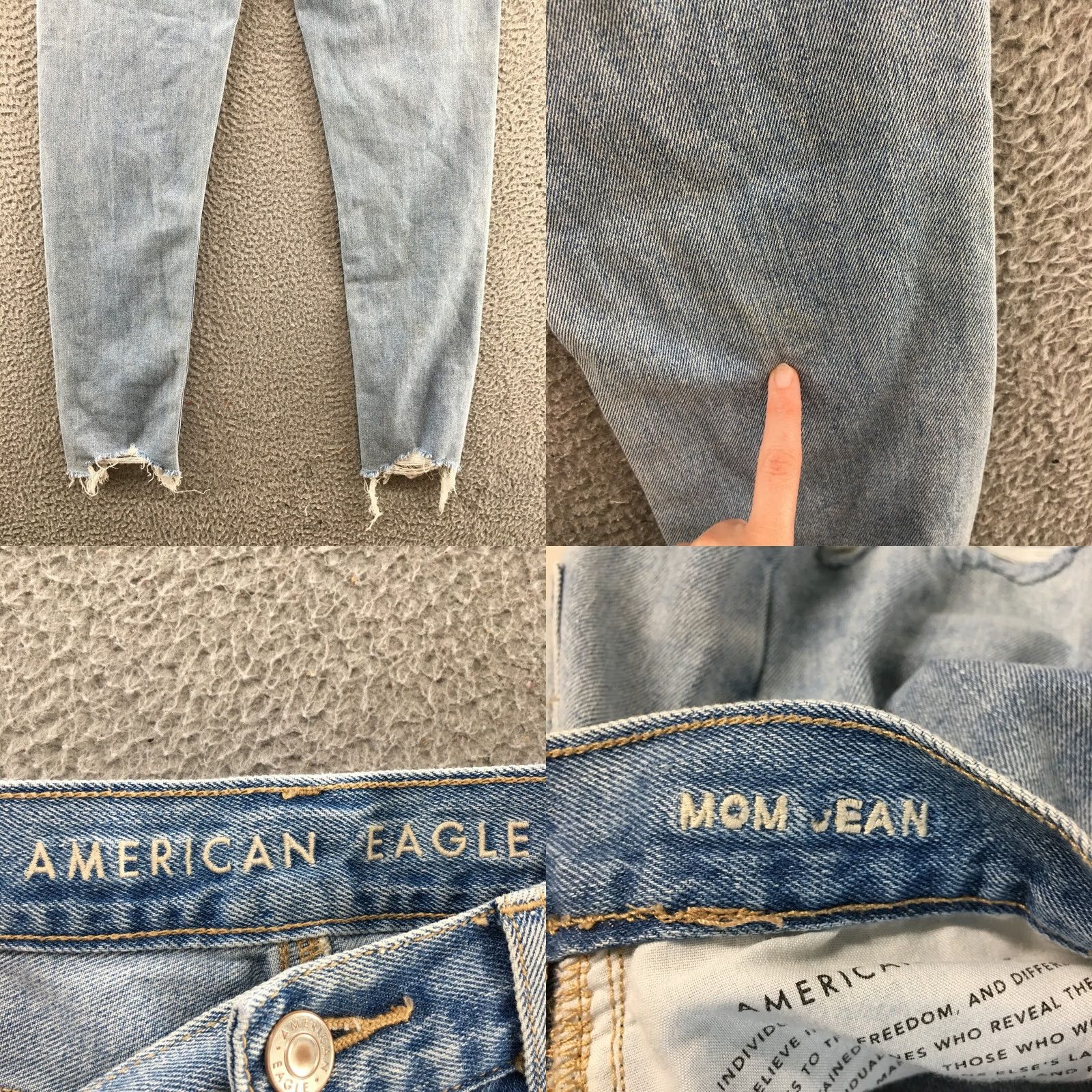American Eagle Outfitters American Eagle Outfitters Mom Jeans Womens 2 X-Long Blue Denim Distressed Jeans Size 26" / US 2 / IT 38 - 10 Thumbnail