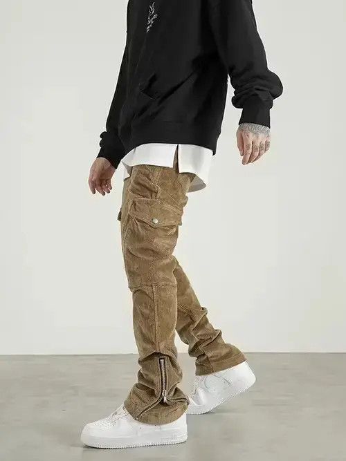Jean zipper flared corduroy cargo pants Size US 30 / EU 46 - 4 Thumbnail