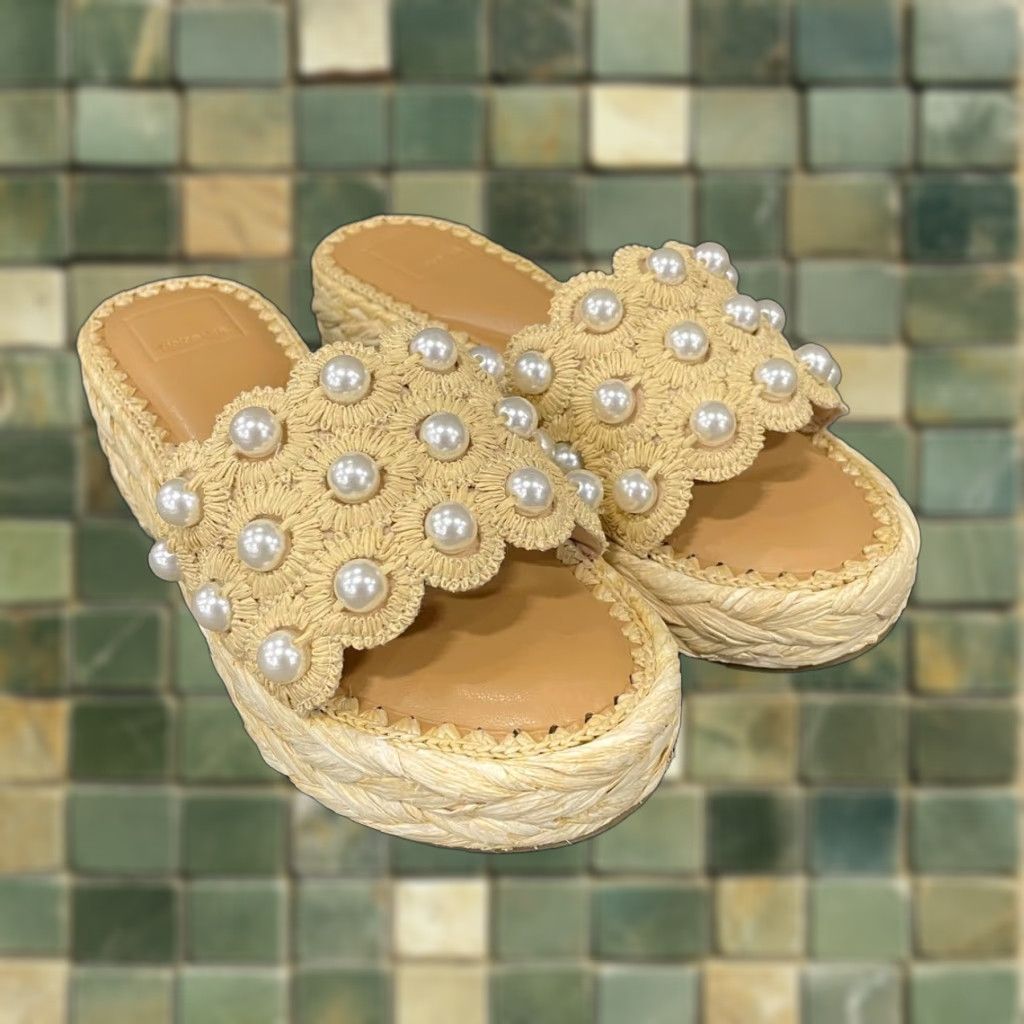 VINTAGE DOLCE VITA Women's Platform Sandal Size US Casual Raffia